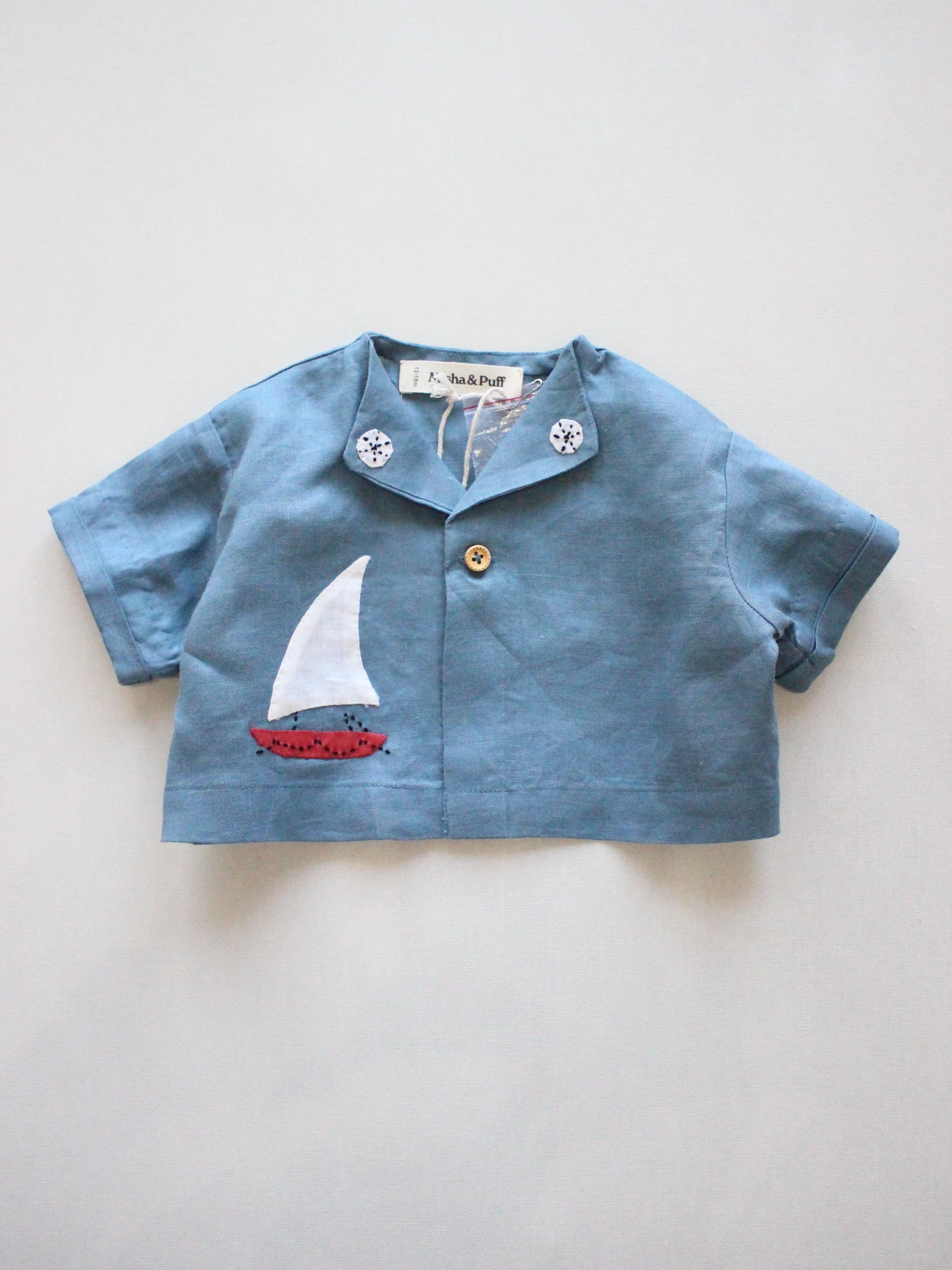 Misha & Puff Seaside Button Top Blueslate Baby