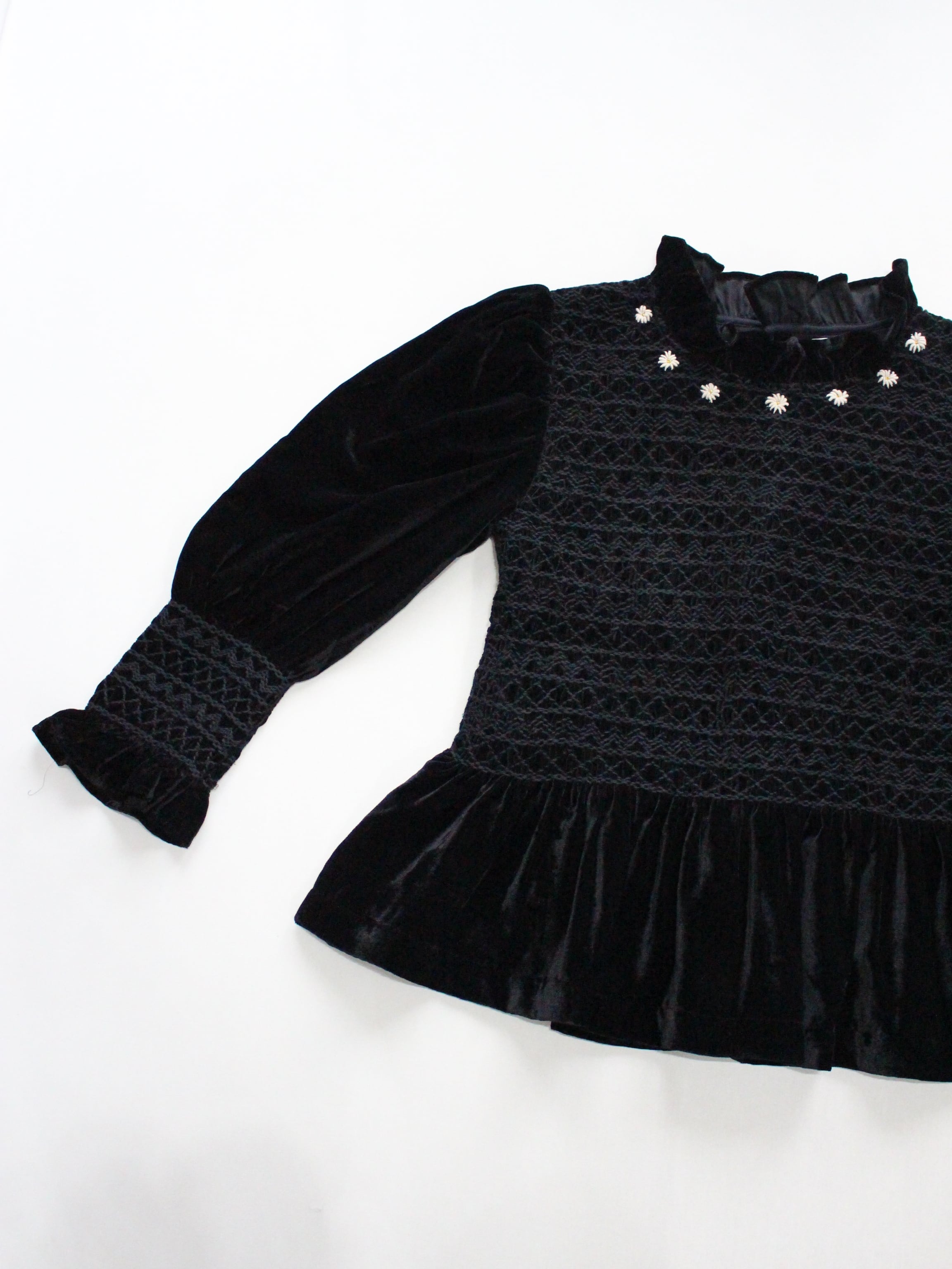 Suranné Handsmock blouse Black velvet