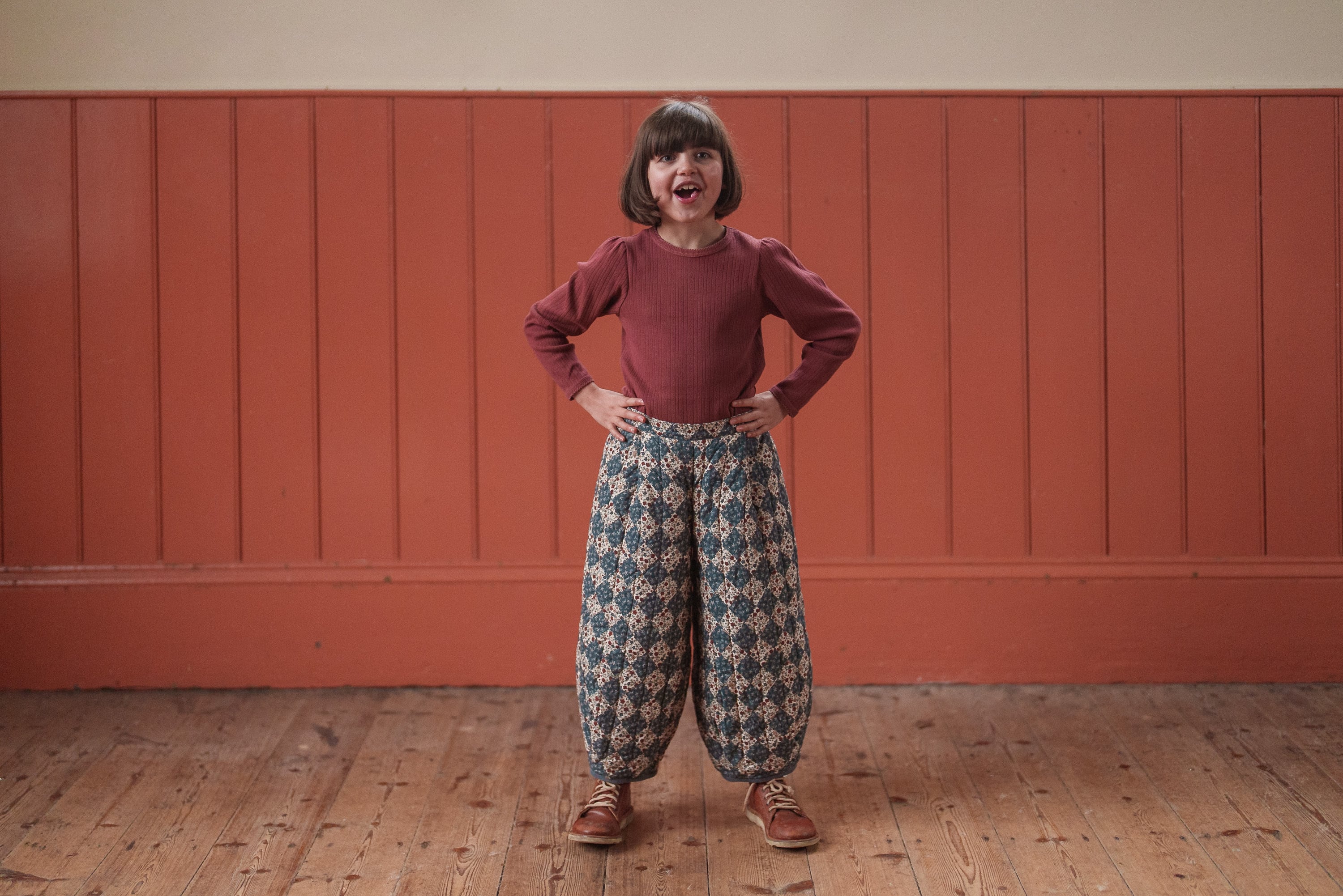 little cotton clothes Quilted Jessica Trousers Harlequin Floral