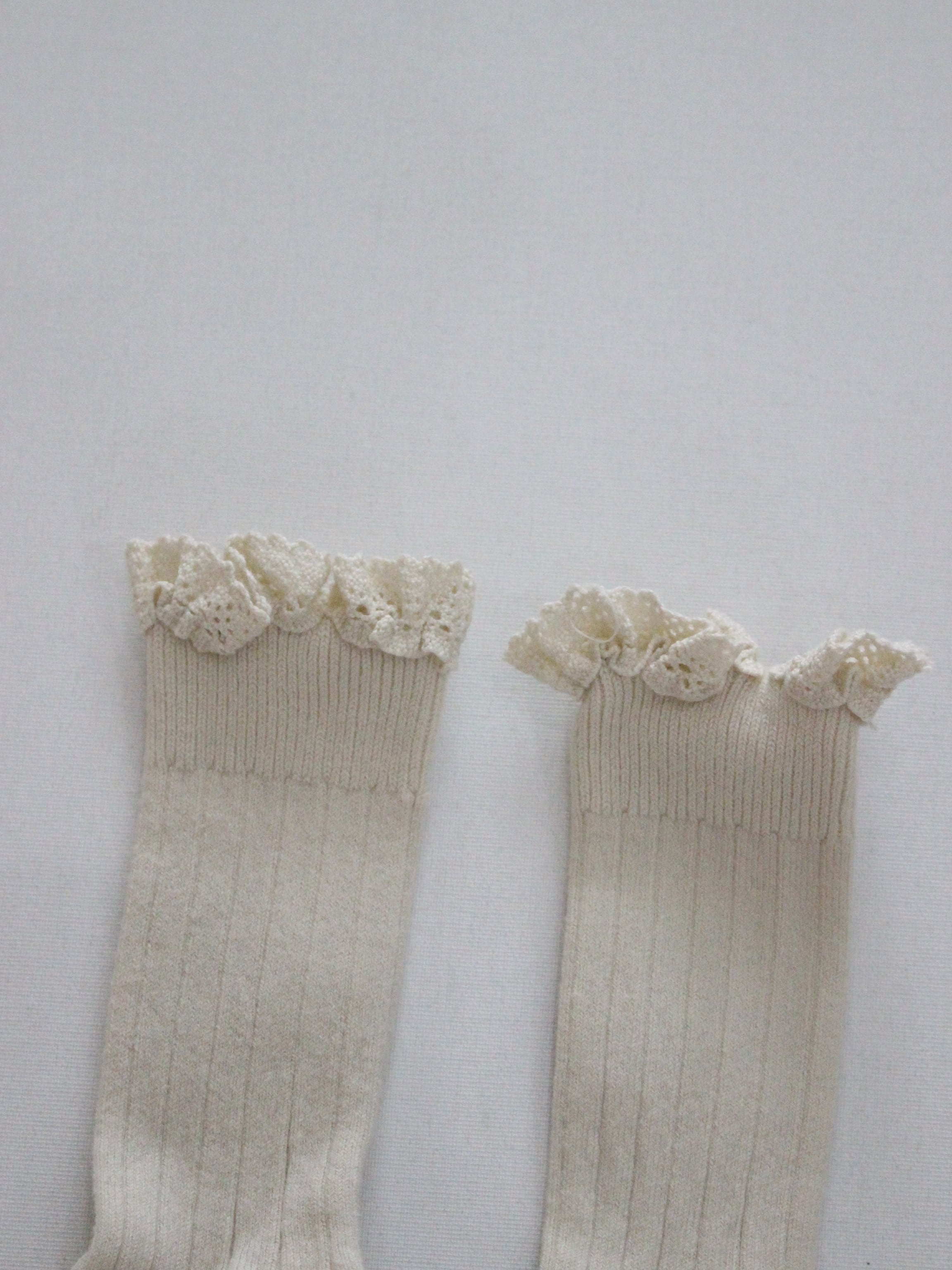 collegien Josephine lace-Trim Ribbed Knee-high Socks Doux agneaux