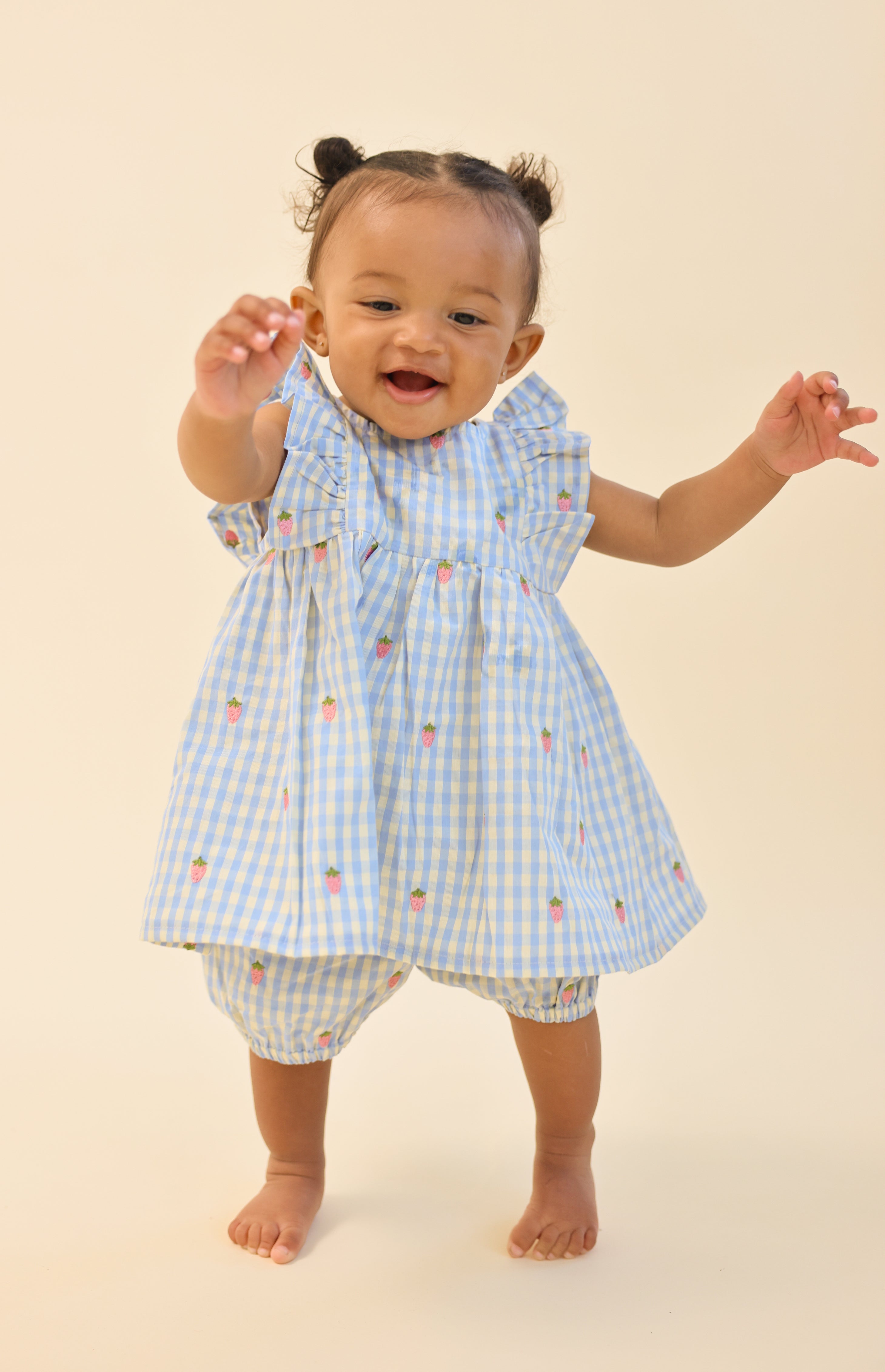 Flöss Mille SL Dress Sky Berry Gingham