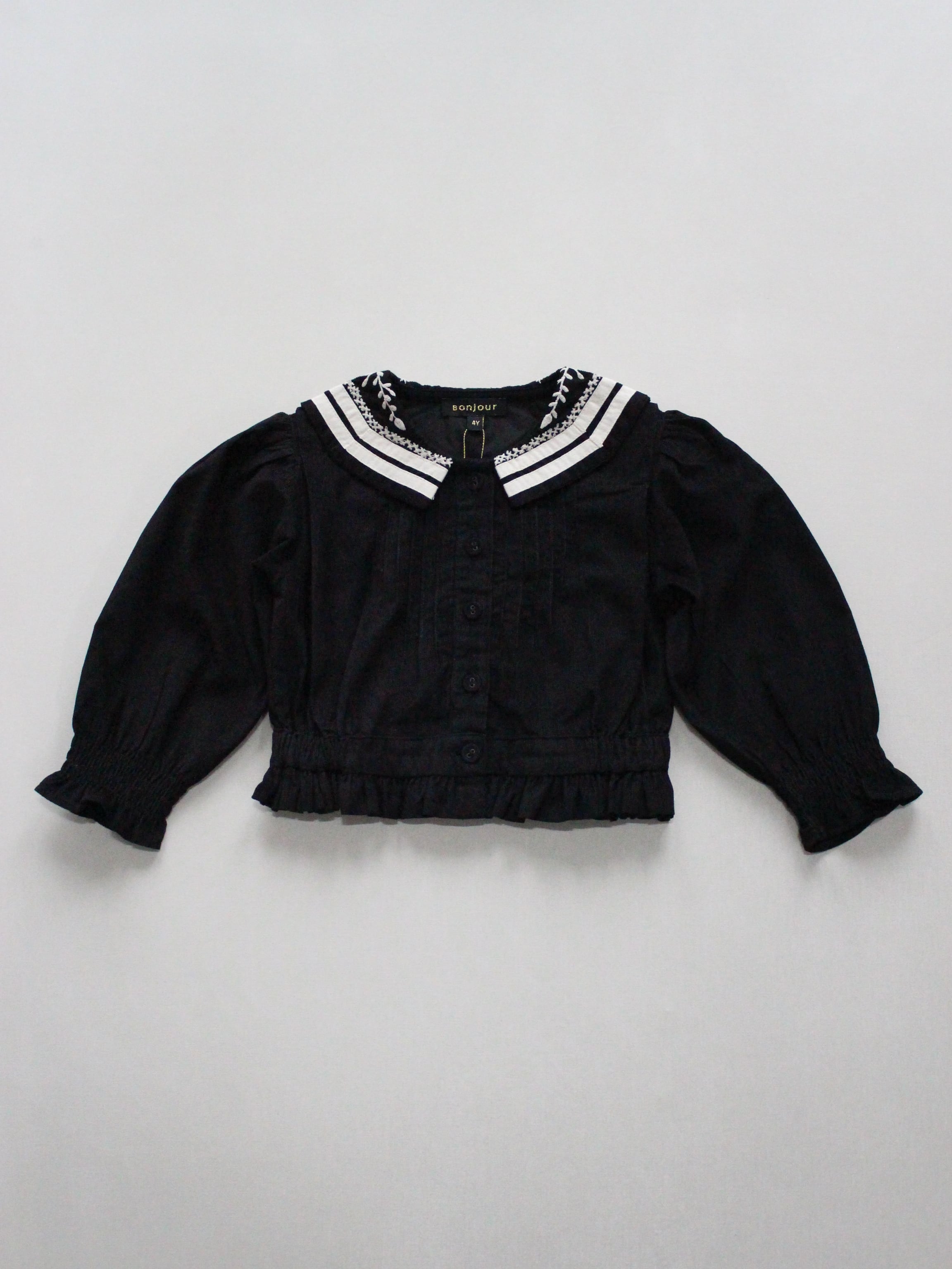 BONJOUR DIARY Sailor blouse black baby cord