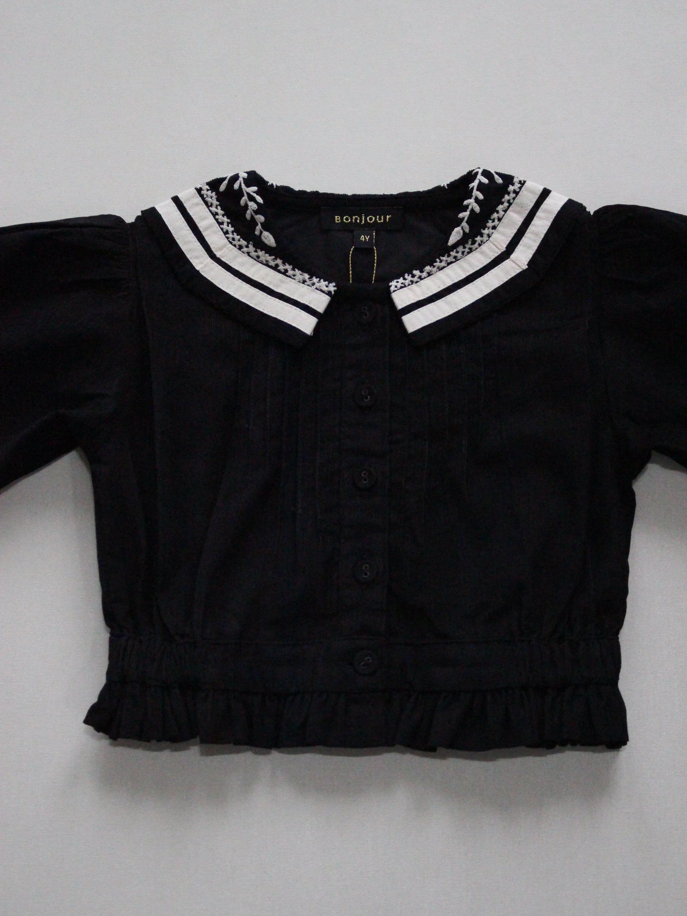 BONJOUR DIARY Sailor blouse black baby cord