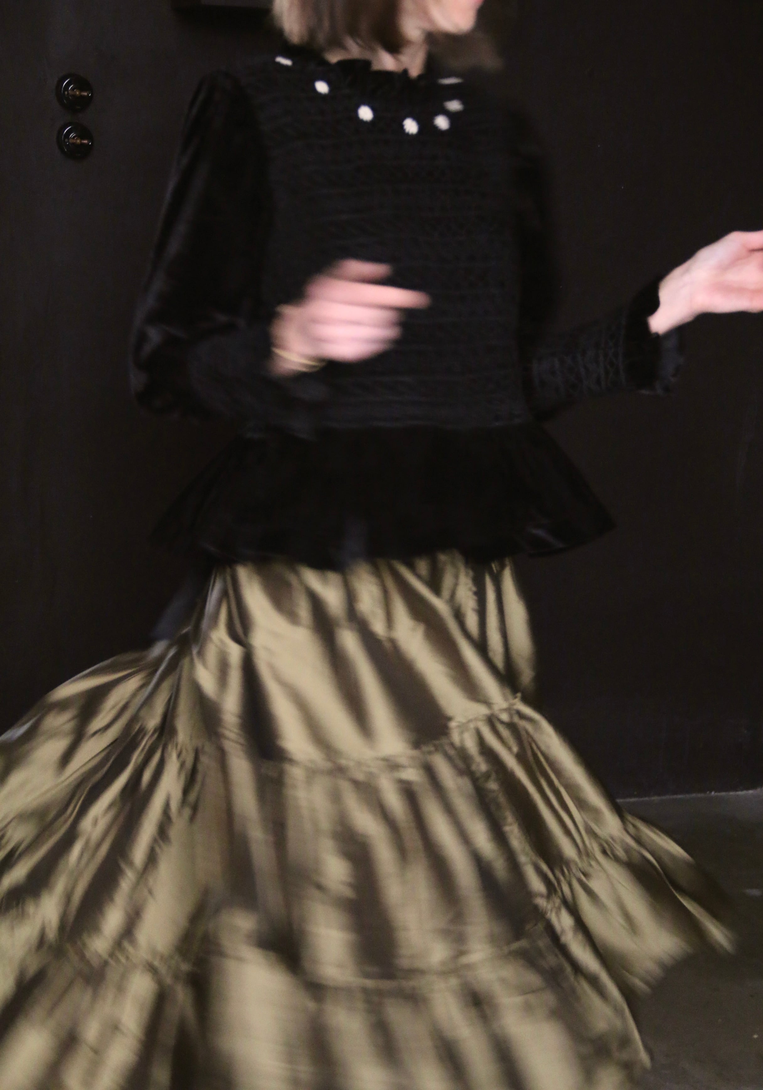 Suranné Handsmock blouse Black velvet