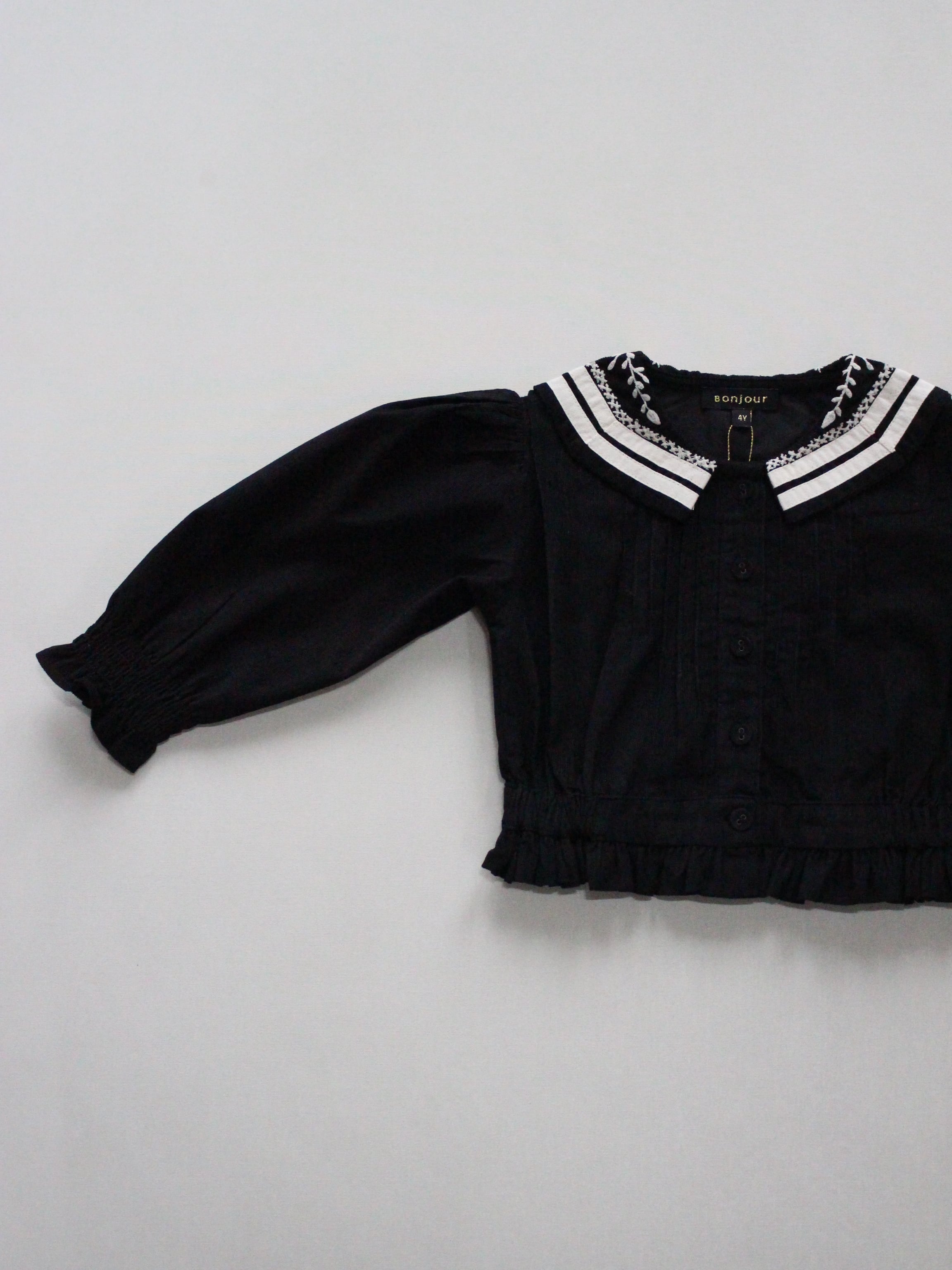 BONJOUR DIARY Sailor blouse black baby cord