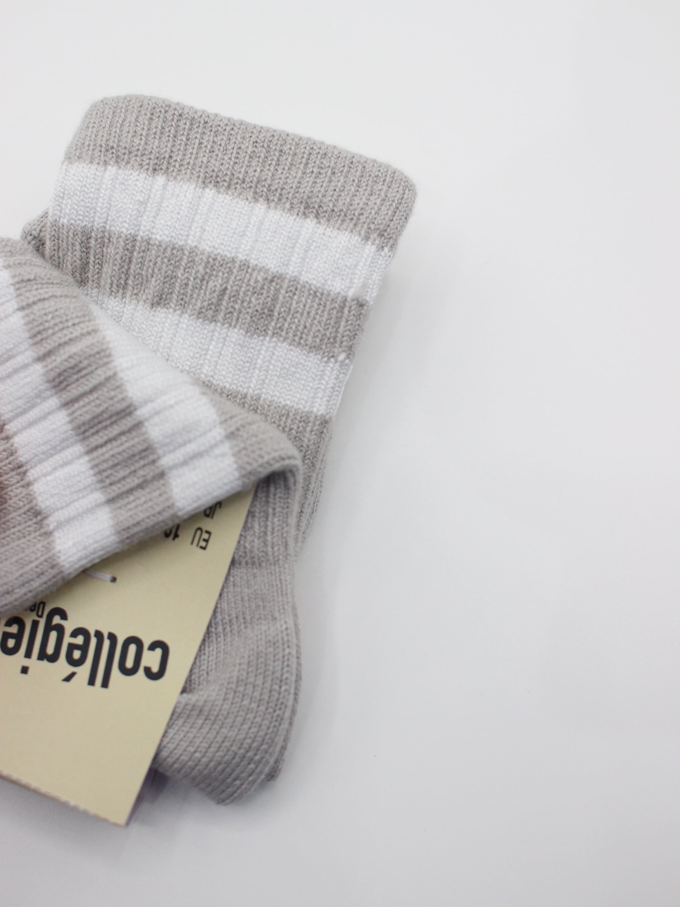 collegien Nico Ribbed Crew Socks Gris Perle