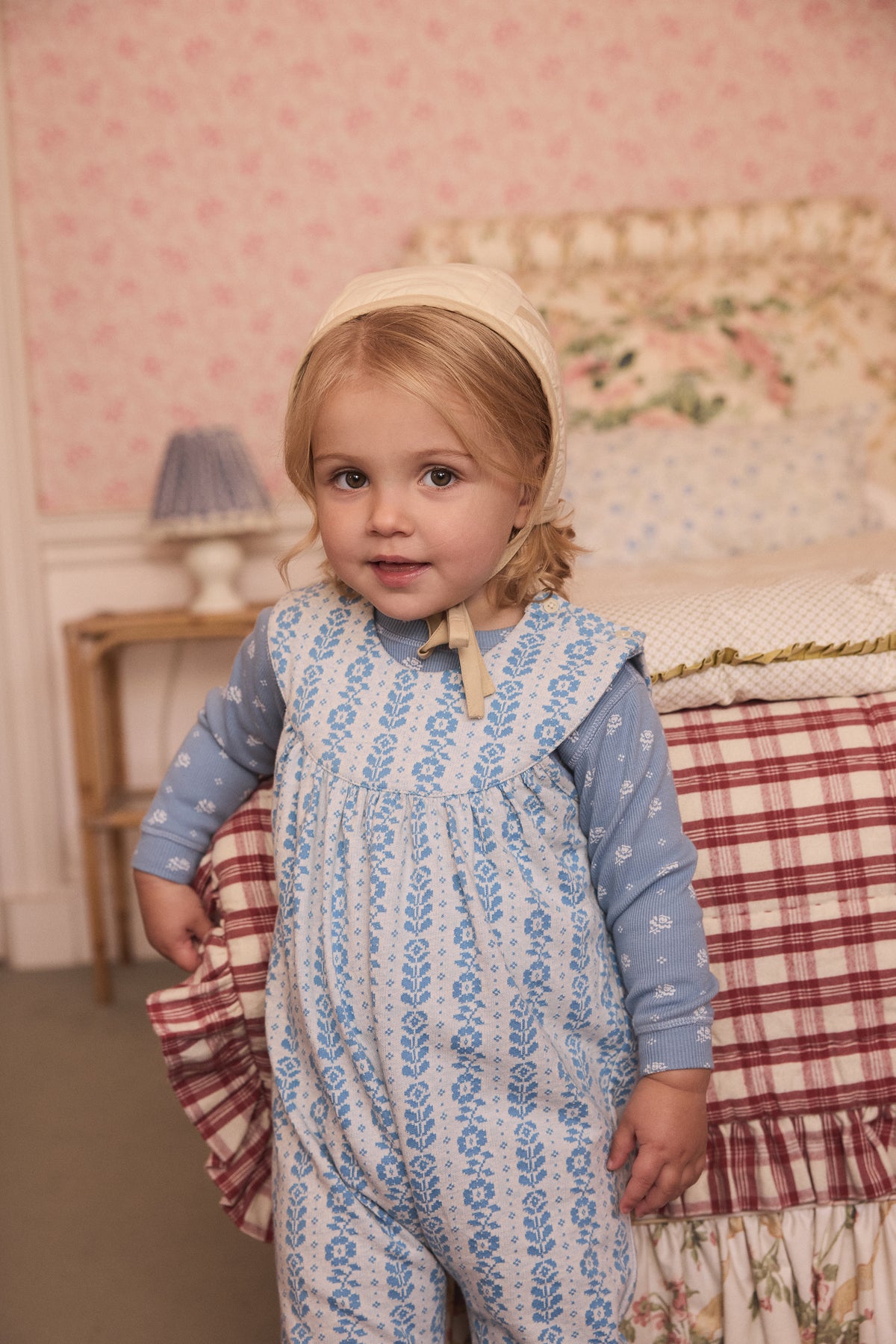 APOLINA BABY JERSEY HILDA OVERALL ROMPER - NORDIC FLORAL JACQUARD