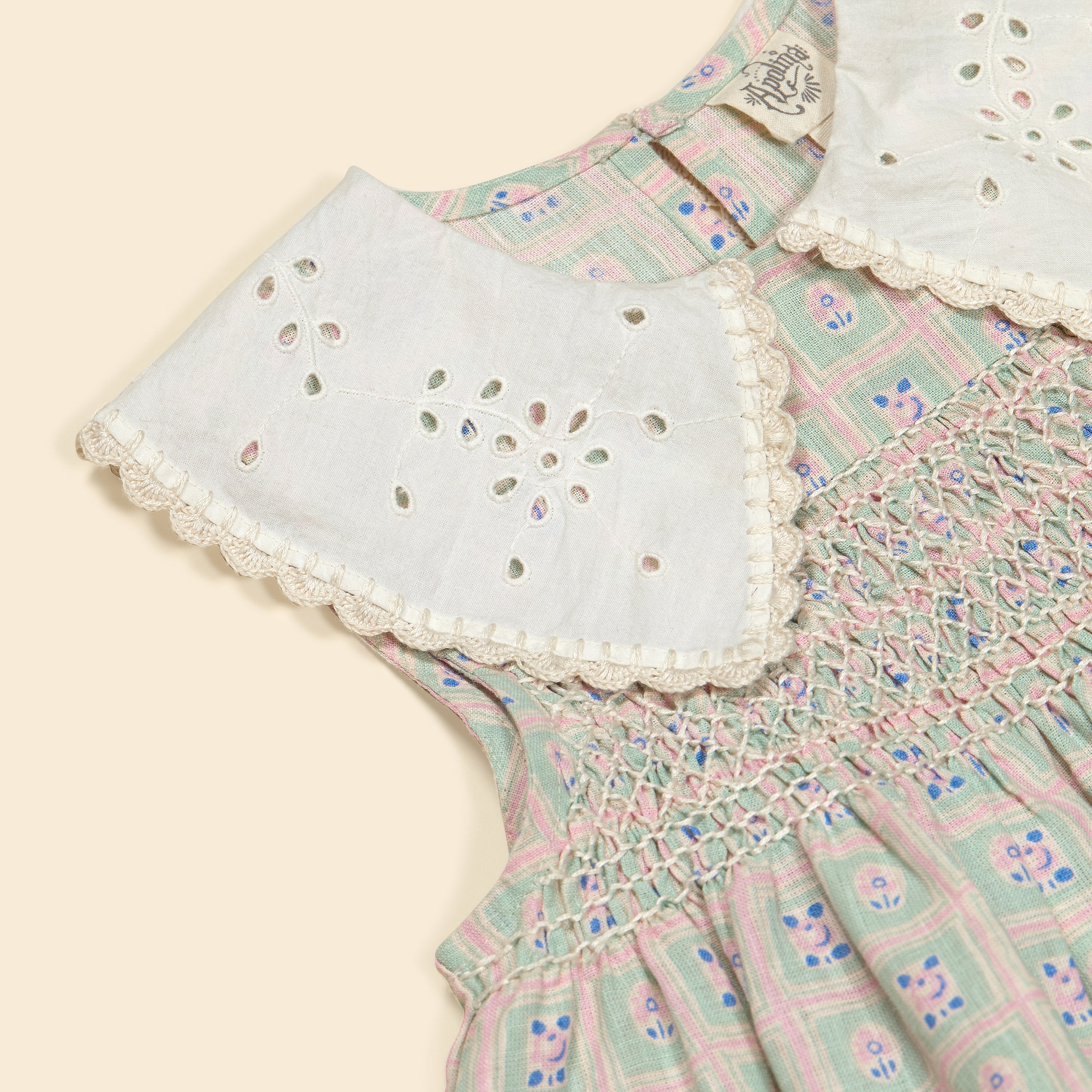 APOLINA CORNELIA S/L SMOCK DRESS - ROSEPANEL MINT