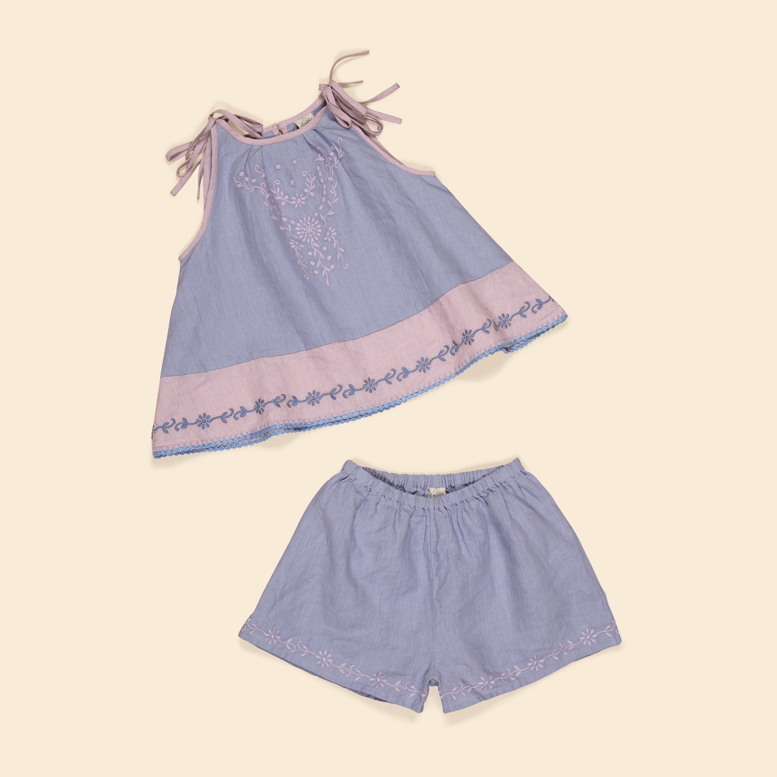 APOLINA EMELINE SHORT SET - BLUE-LILAC/LILAC