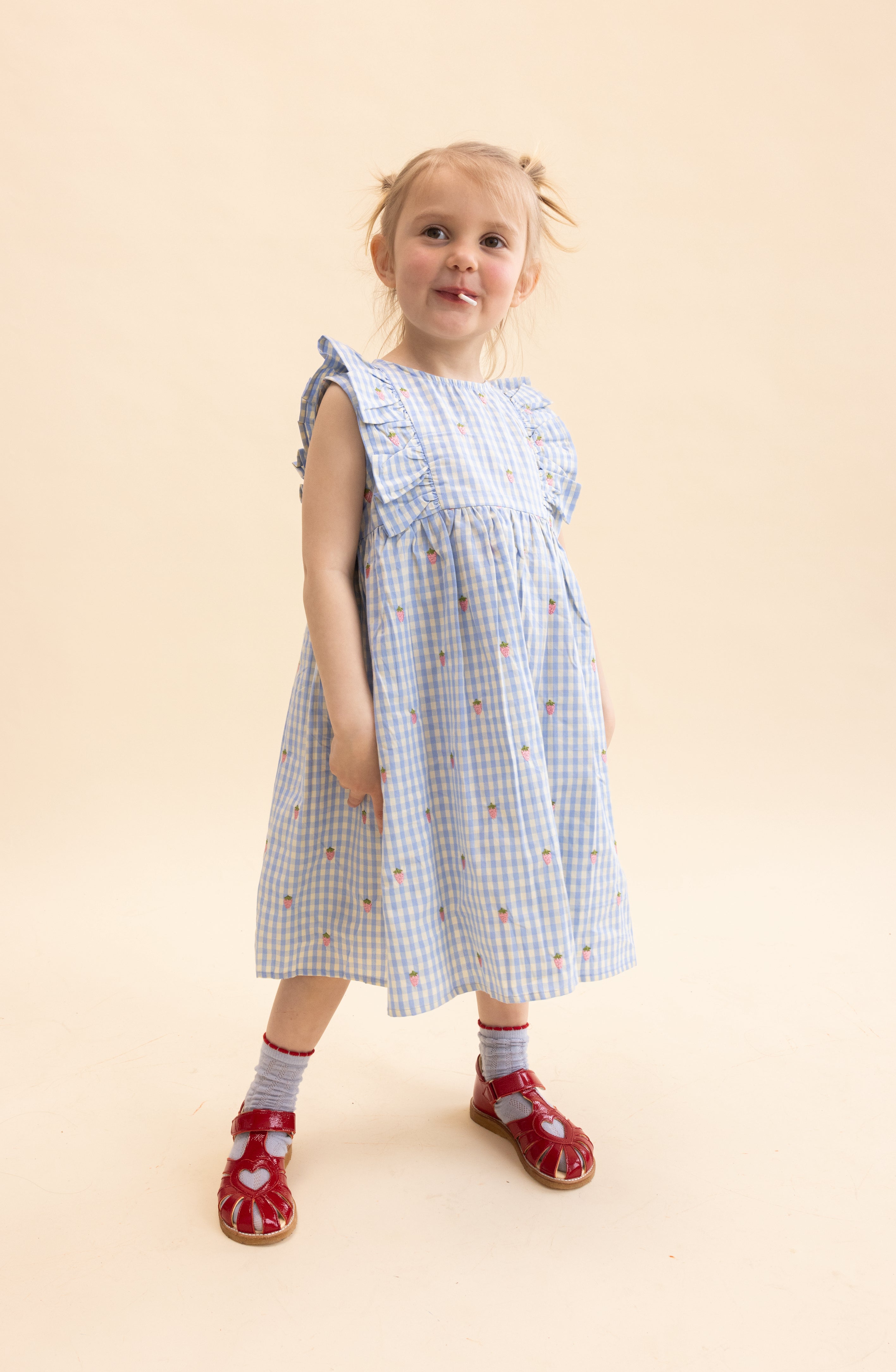 Flöss Mille SL Dress Sky Berry Gingham