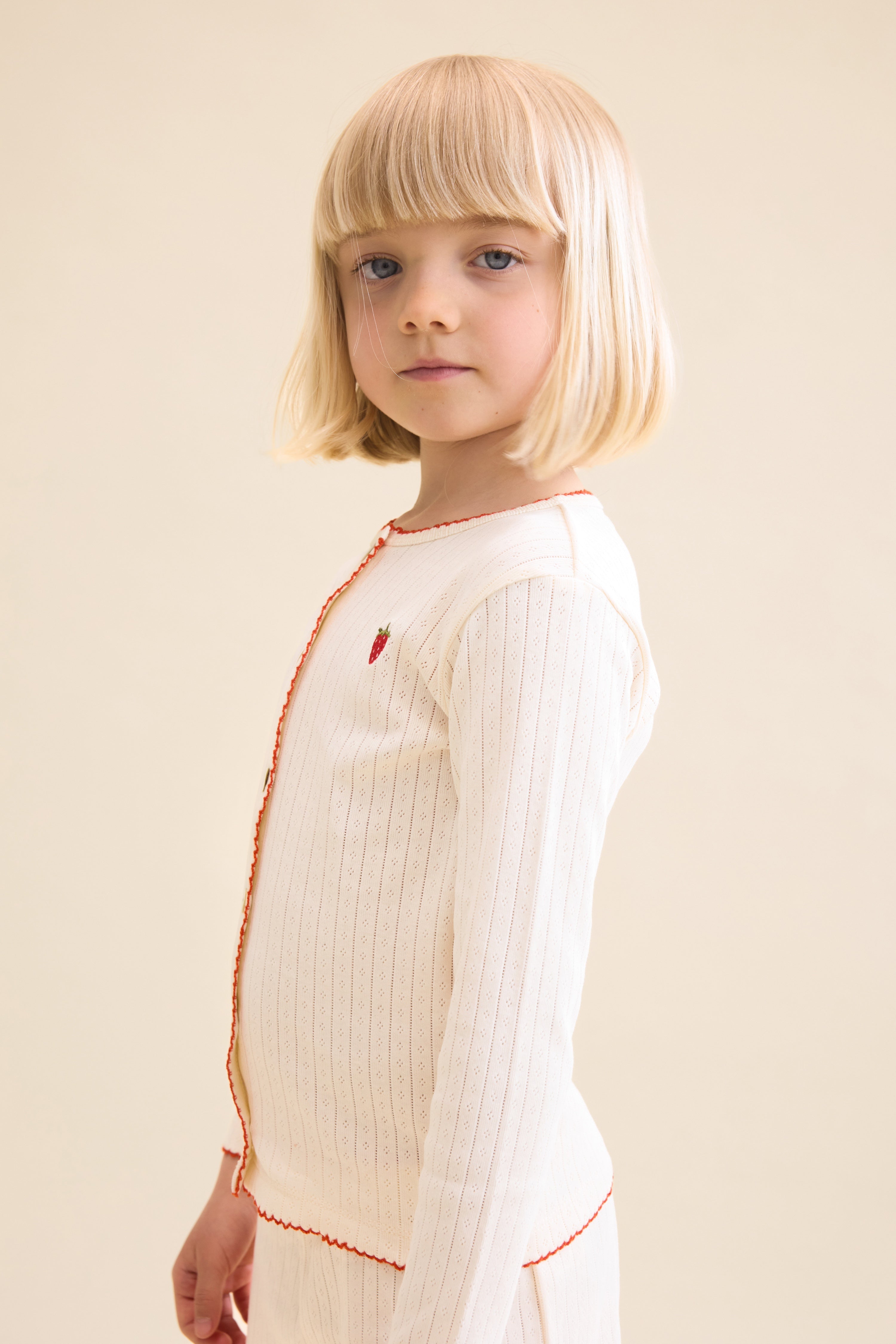 Flöss Flora Pointelle Cardigan Gentle Cream