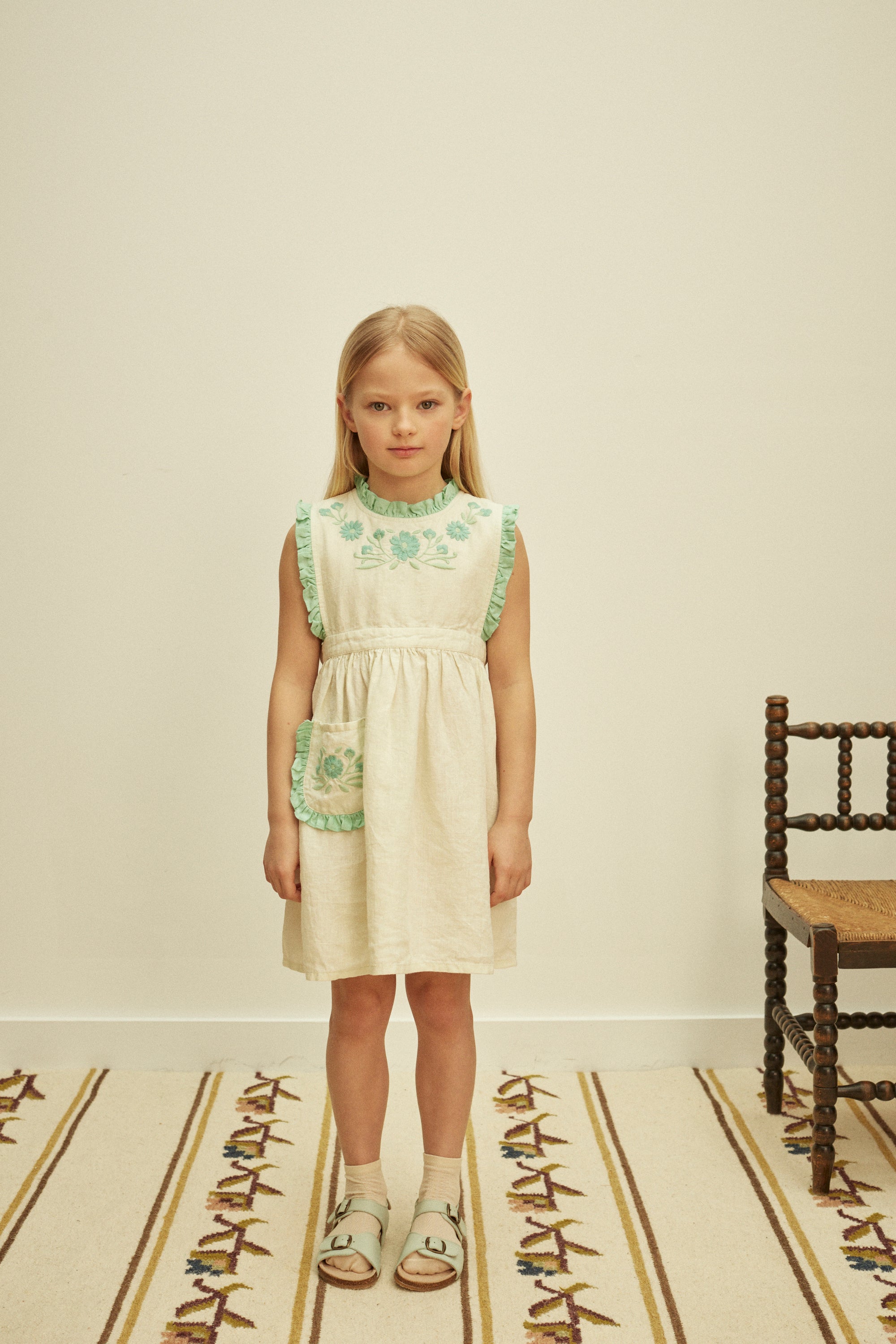 APOLINA IDA DRESS - MINT CREAM/SEAGLASS
