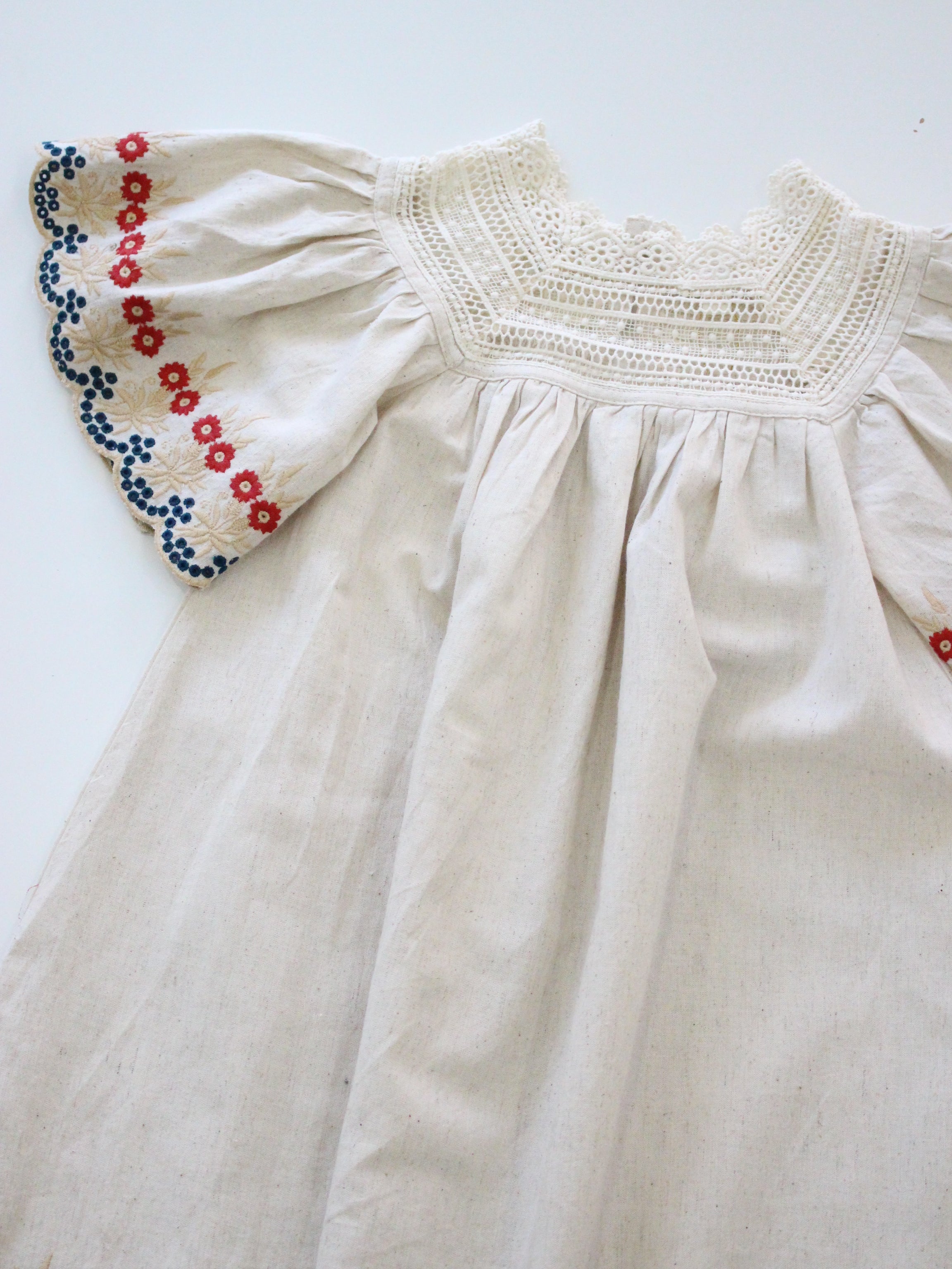 BONJOUR DIARY Dress Naural cotton flex with multi color eyelette emb