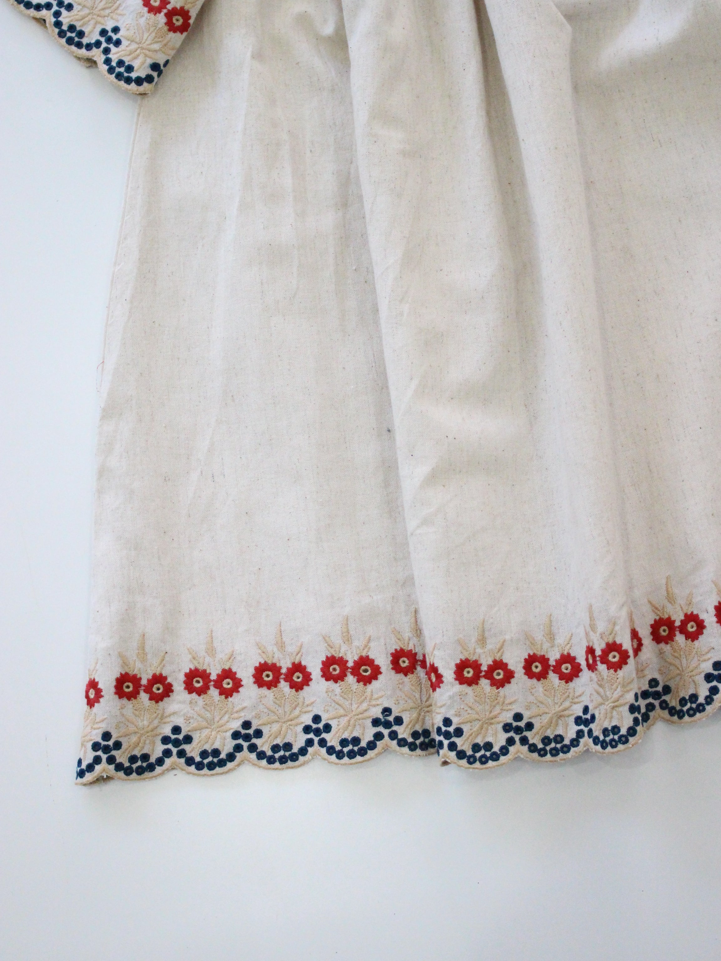 BONJOUR DIARY Dress Naural cotton flex with multi color eyelette emb