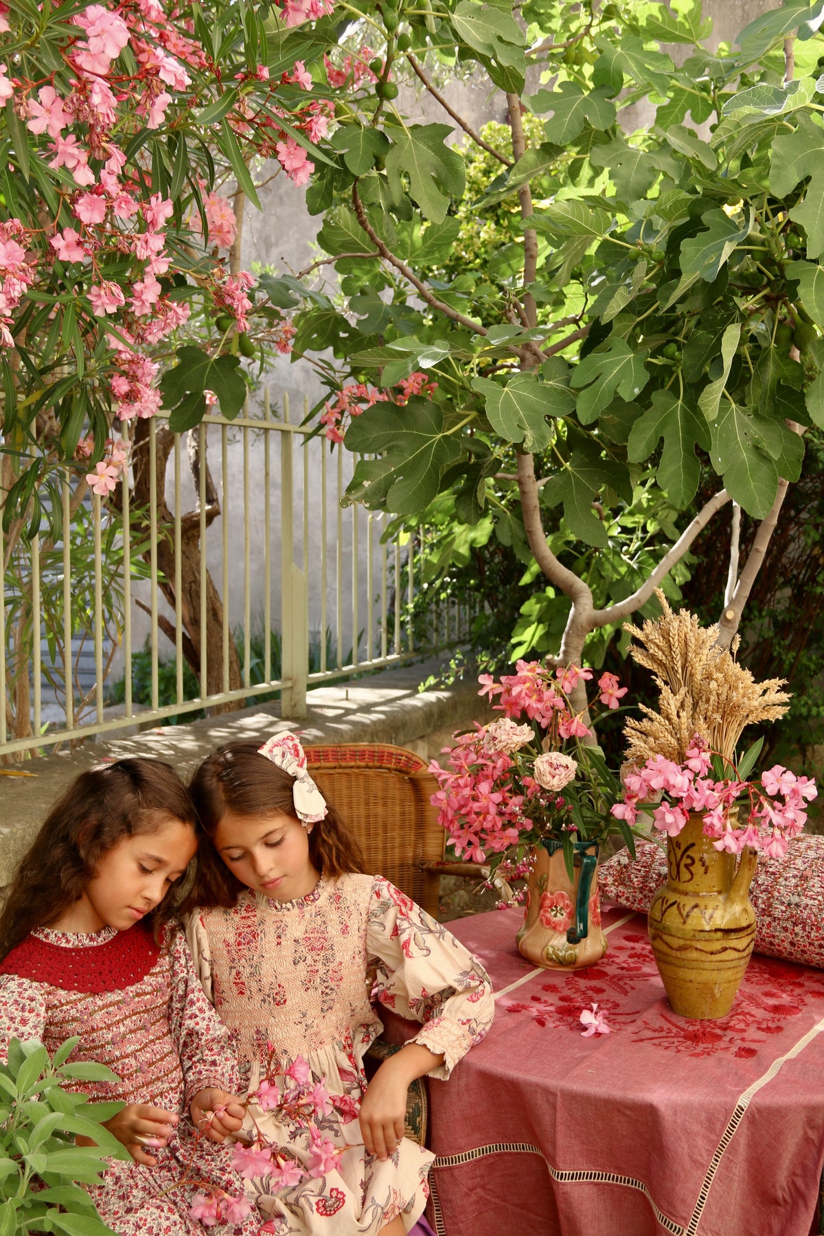 BONJOUR DIARY Handsmock blouse with collar Flowers field print