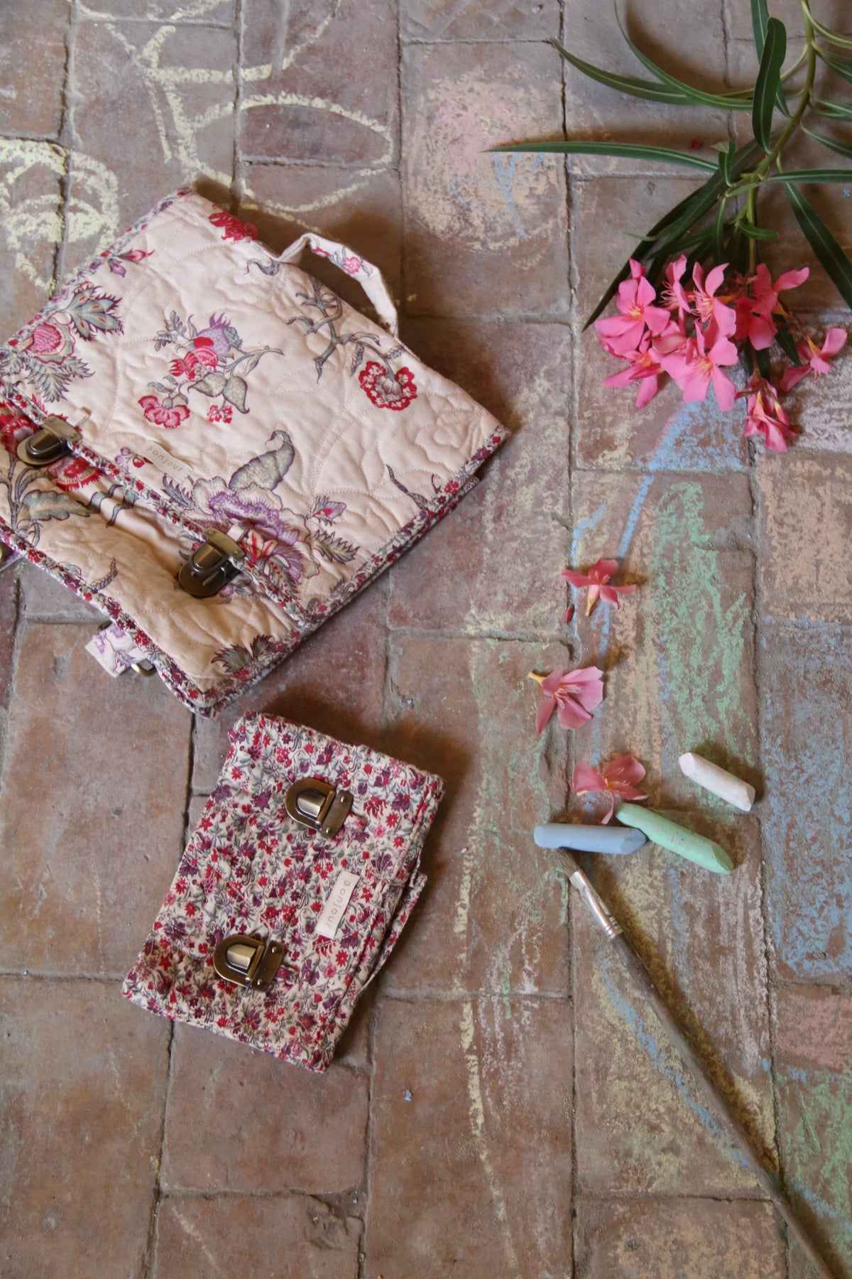 BONJOUR DIARY Quilted school pencil case Flowers field print