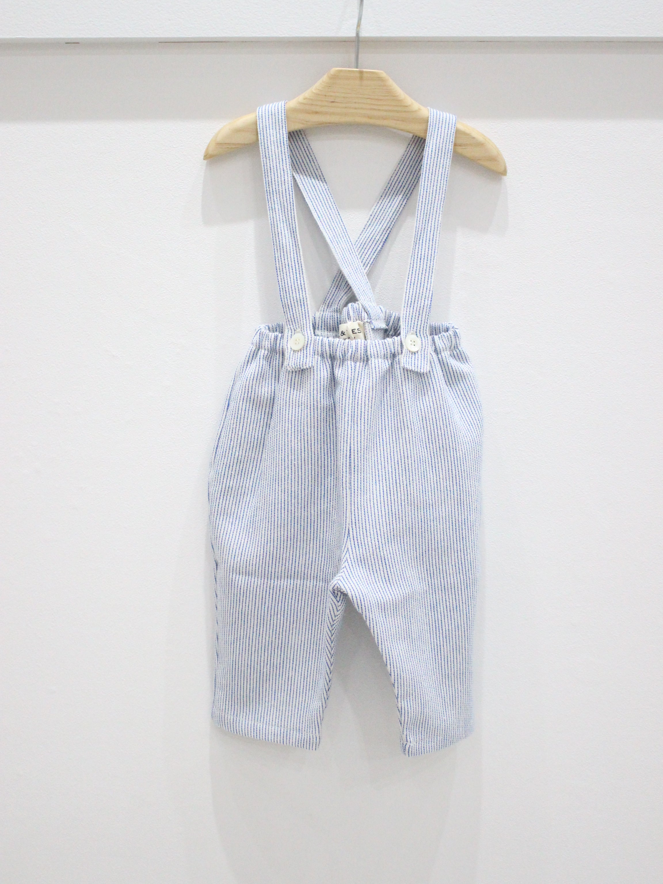 BABE & TESS Striped overalls Azure blue
