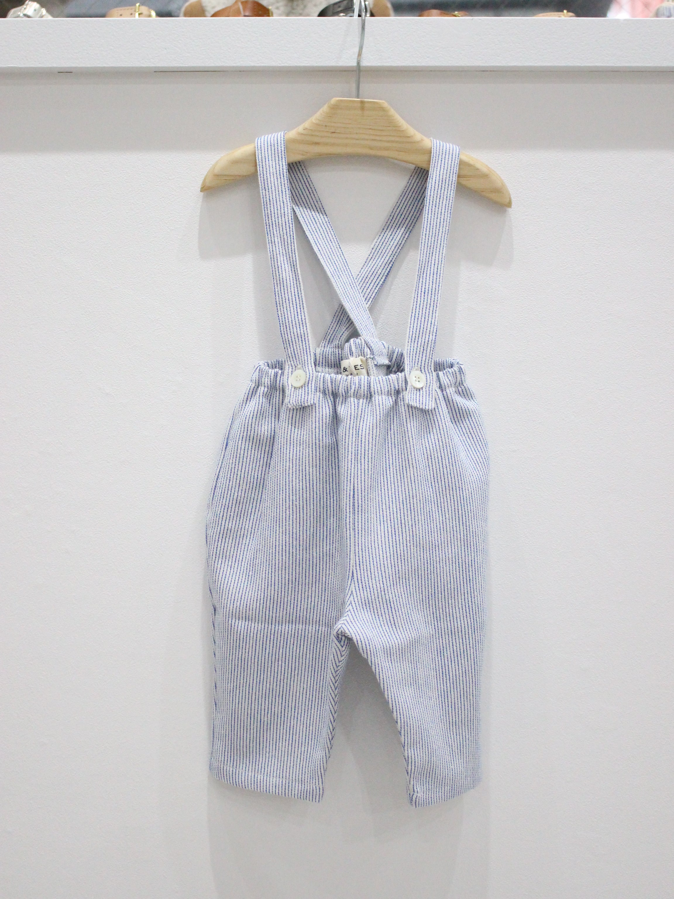 BABE & TESS Striped overalls Azure blue