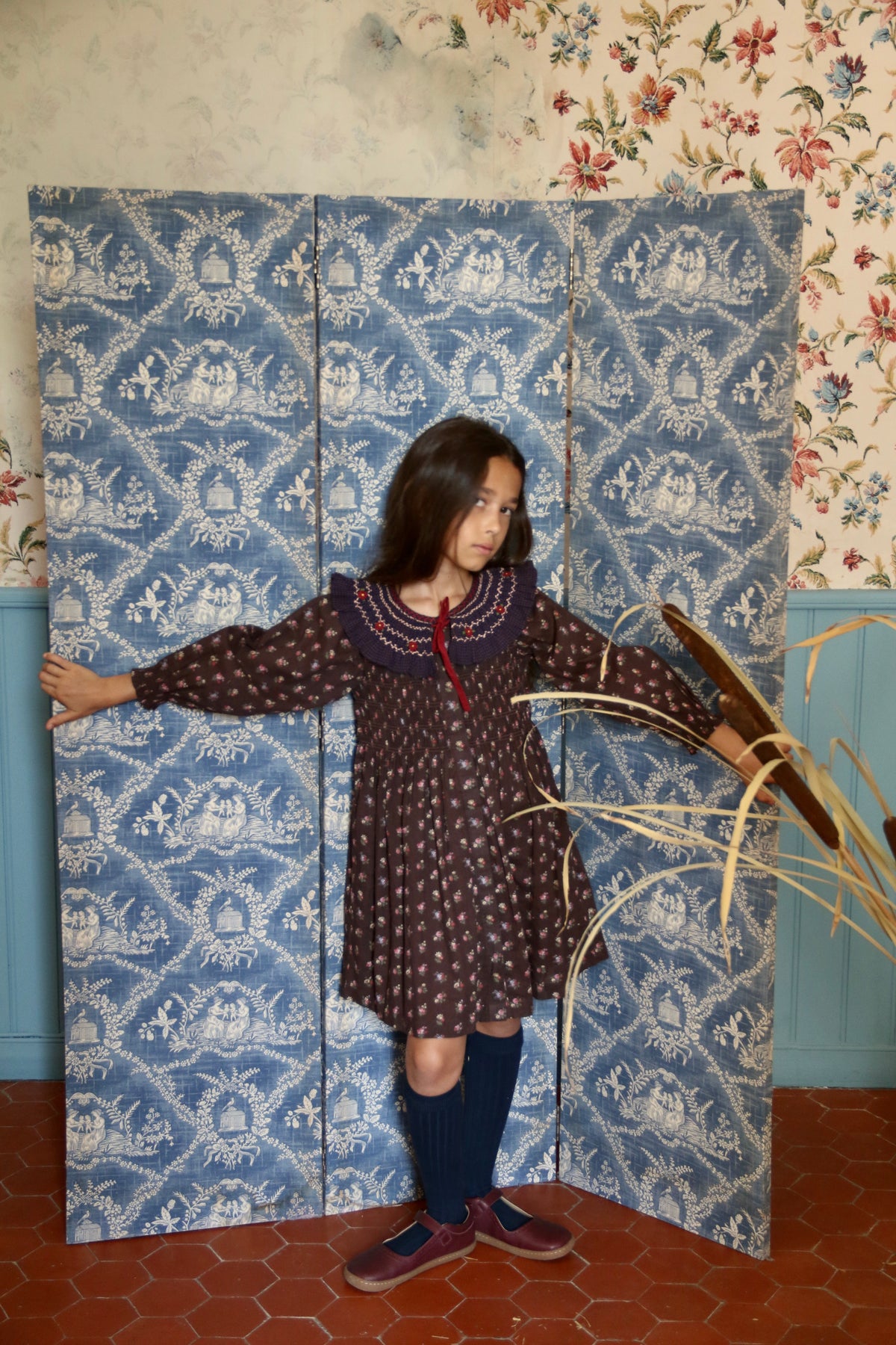 BONJOUR DIARY Tunic with hair clips Little bouquet print