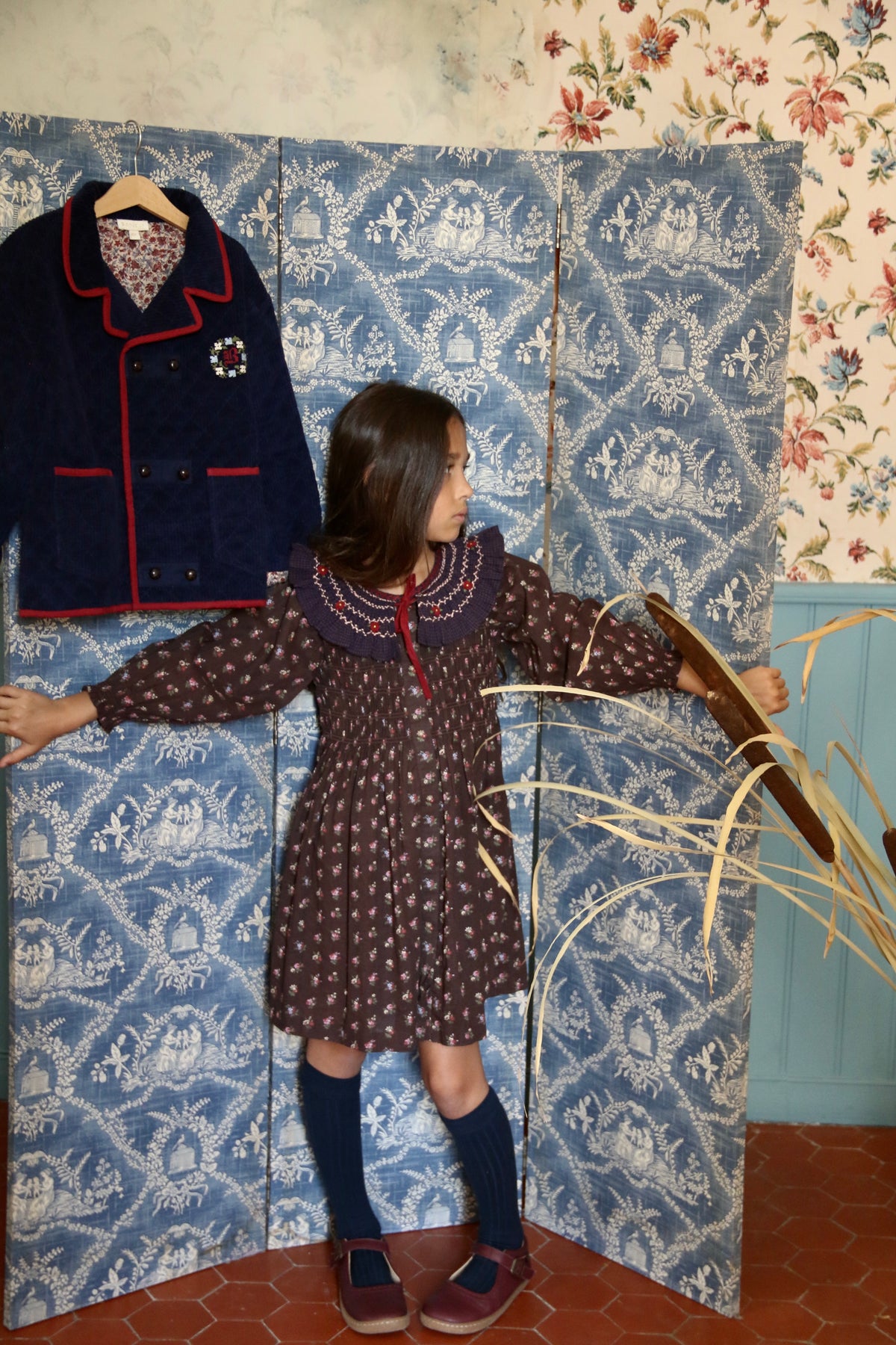BONJOUR DIARY Tunic with hair clips Little bouquet print