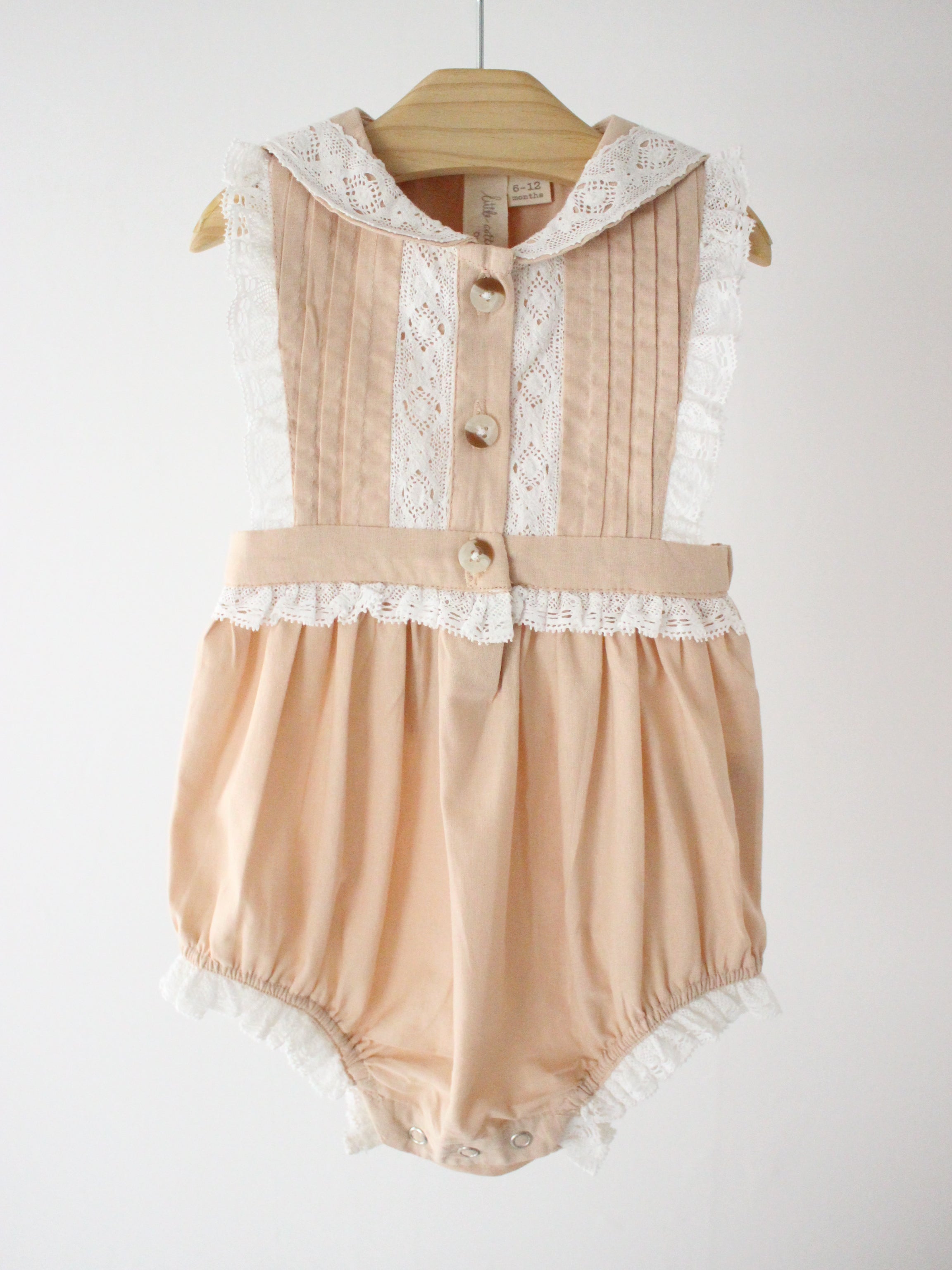 little cotton clothes Beatrix Romper in Powder