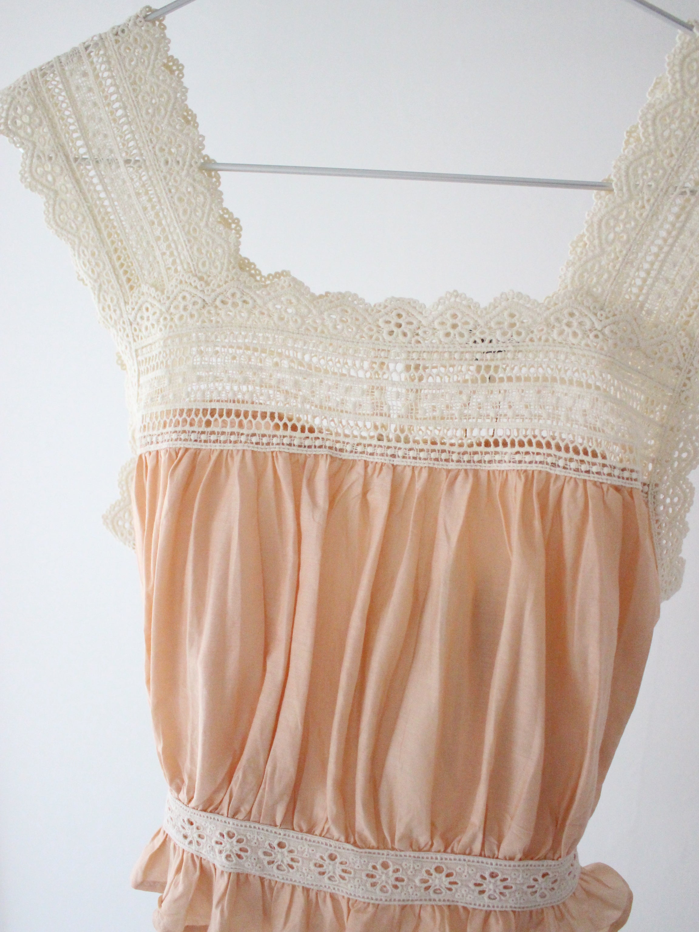 Suranné Top with lace Pink cotton silk 大人SIZE