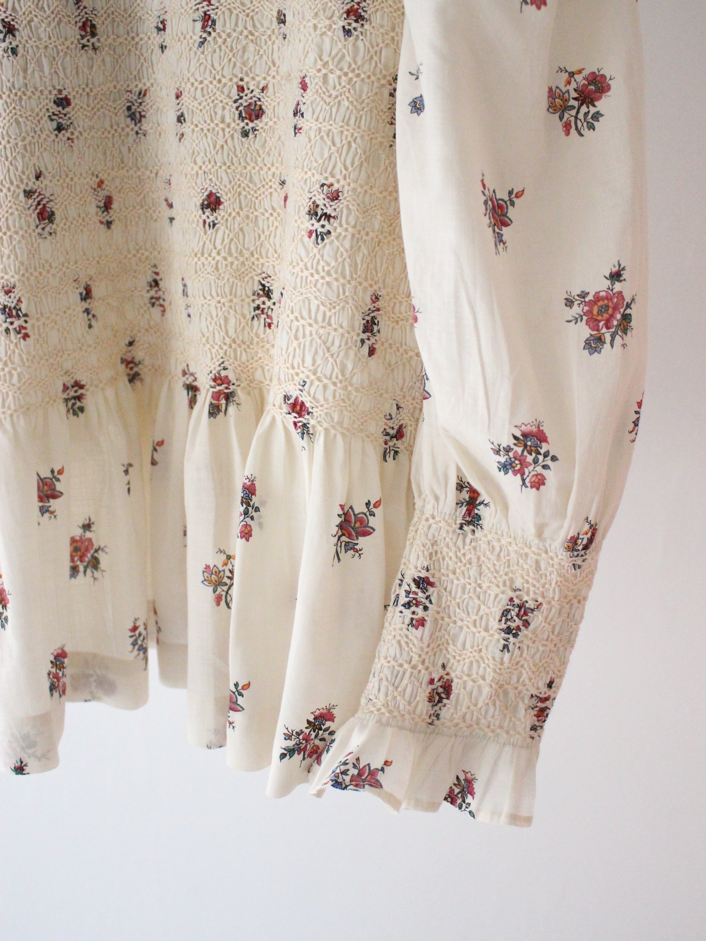 Suranné Handsmock blouse Garden print - organic slub voile 大人SIZE