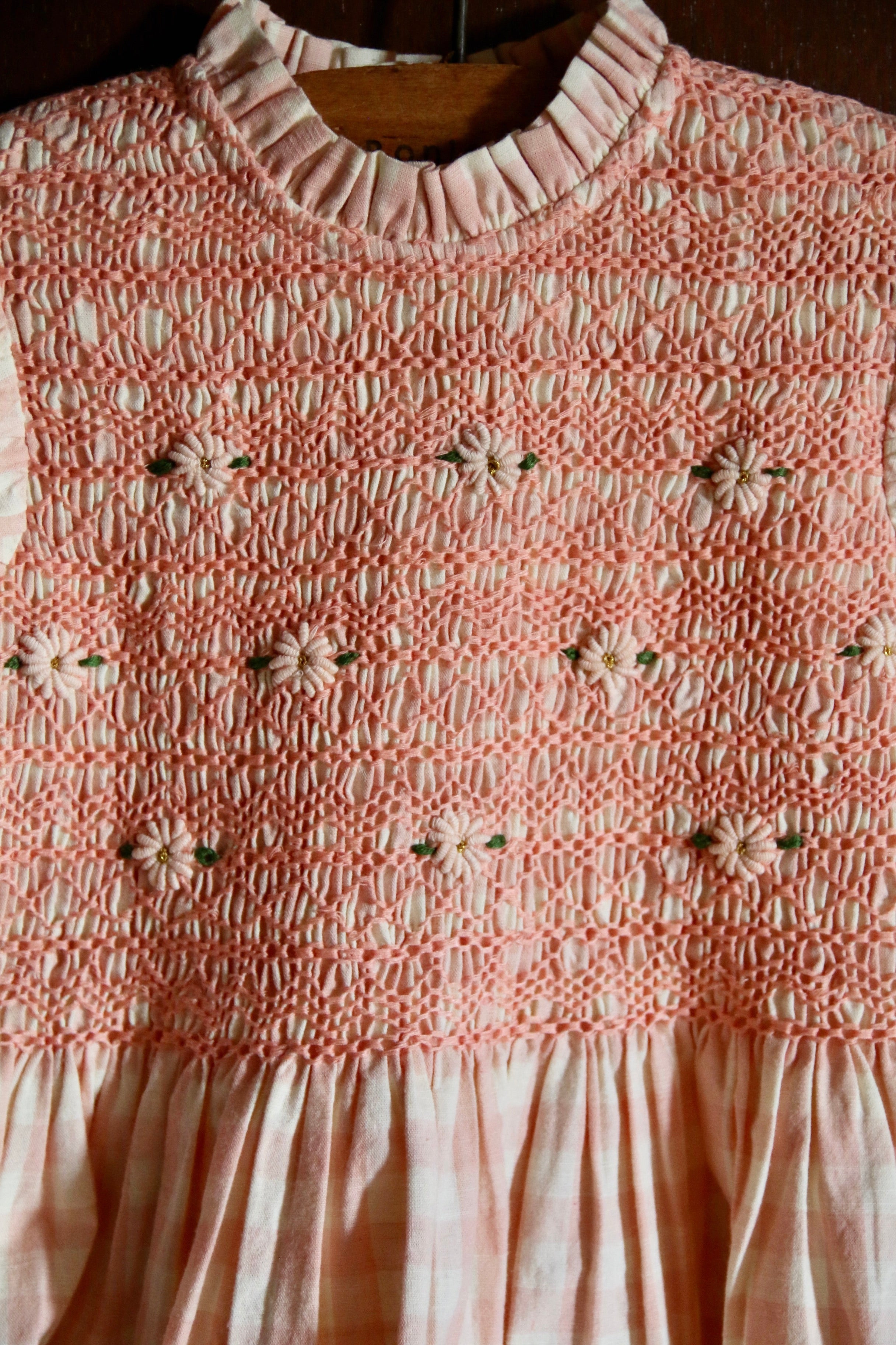 BONJOUR DIARY Handsmocks blouse Pink vichy