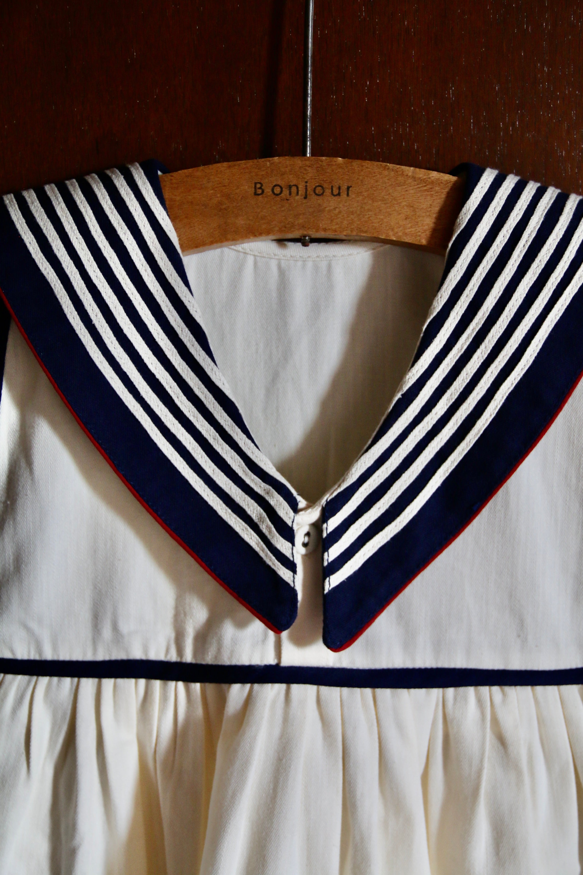 BONJOUR DIARY Sailor dress Ivory solid Denim