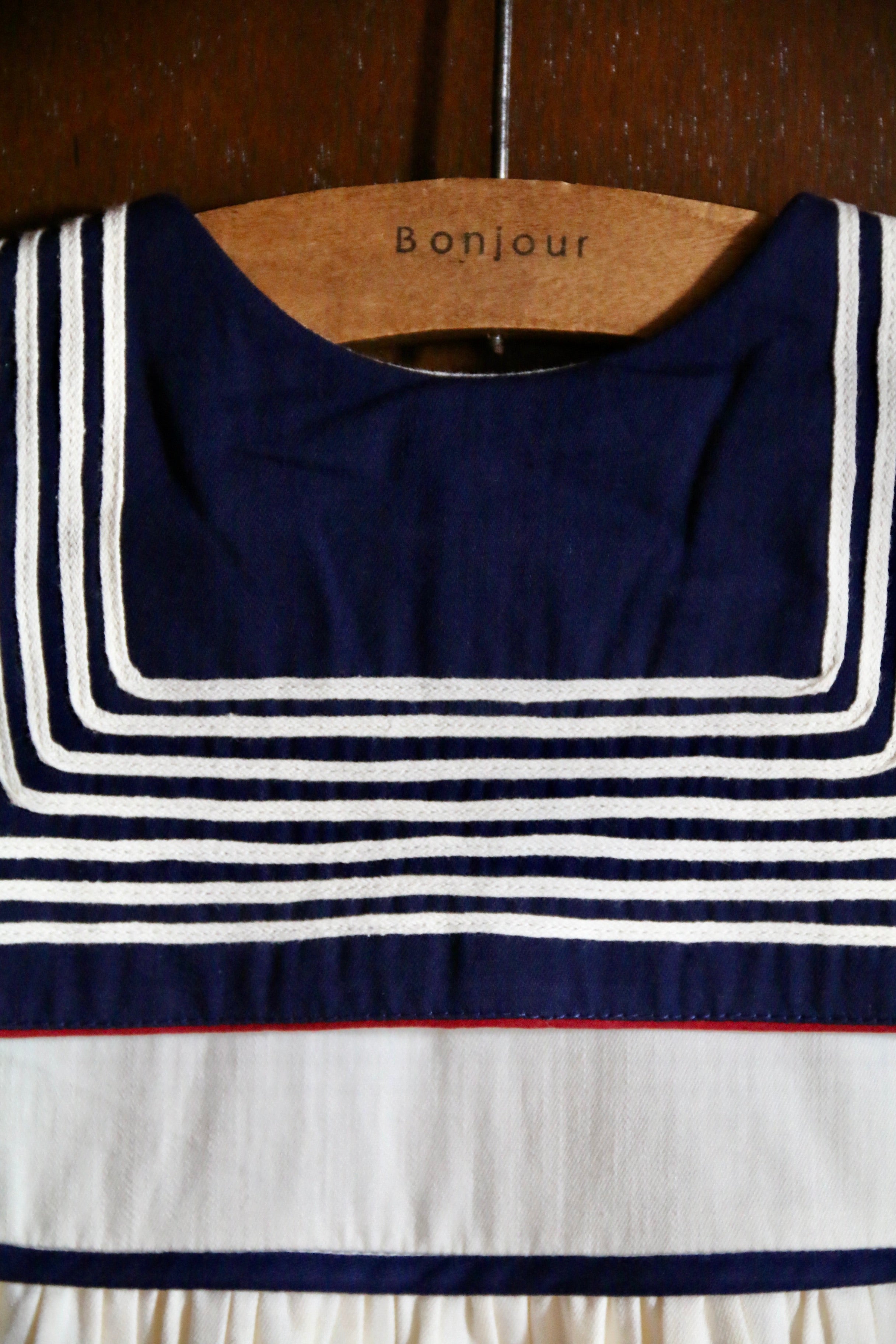 BONJOUR DIARY Sailor dress Ivory solid Denim
