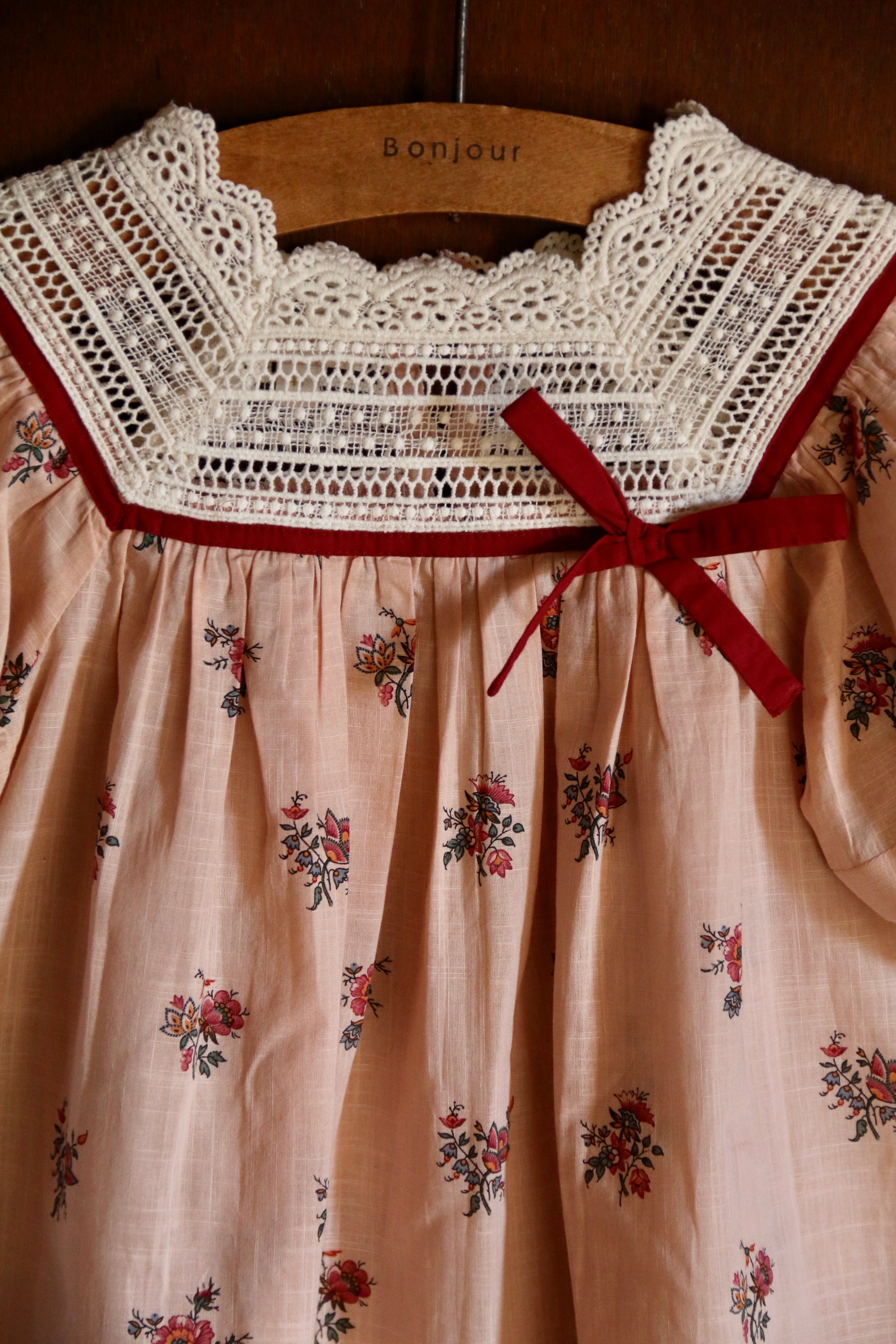 BONJOUR DIARY Princess dress Pink garden flowers print - cotton voile