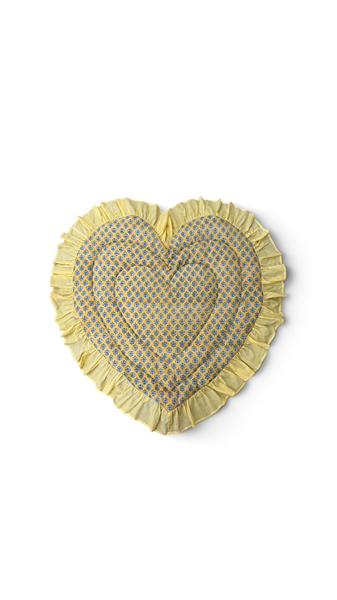 saruche Heart Frill Mat Yellow and Blue Flower