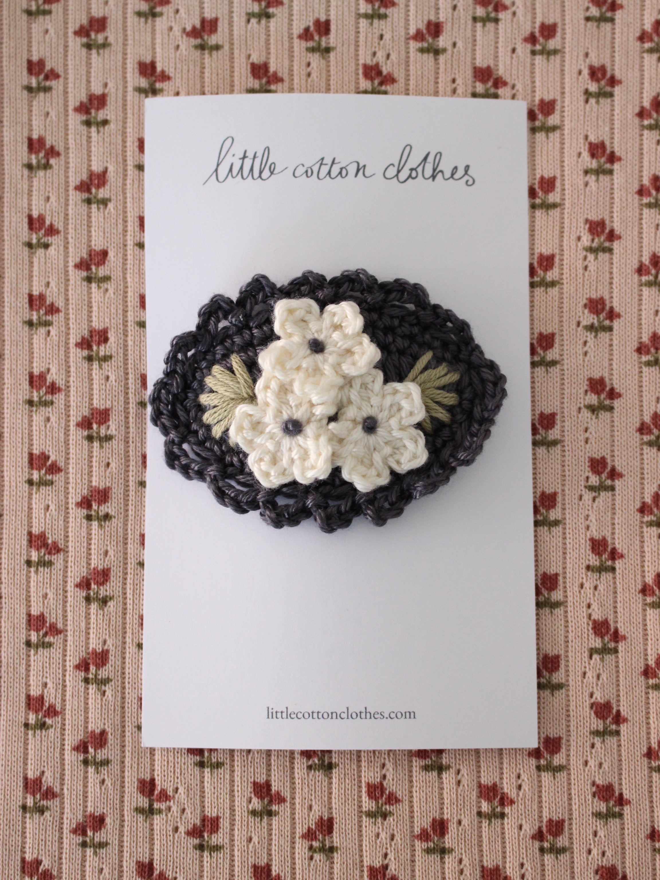 little cotton clothes Crochet Hair Clip Flower Trio