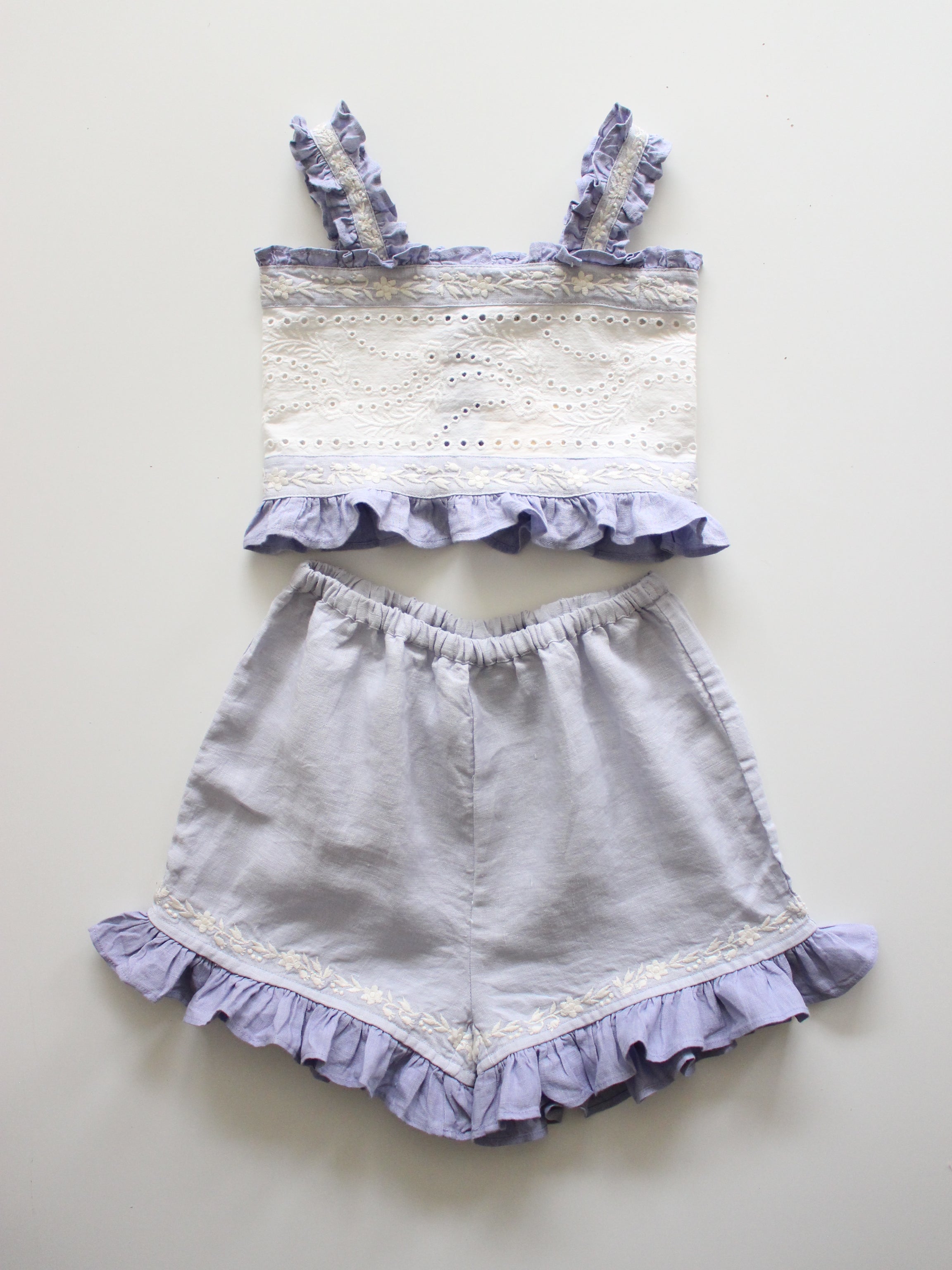 APOLINA THEODORA SHORT SET BLUE-LILAC/LILAC-GREY