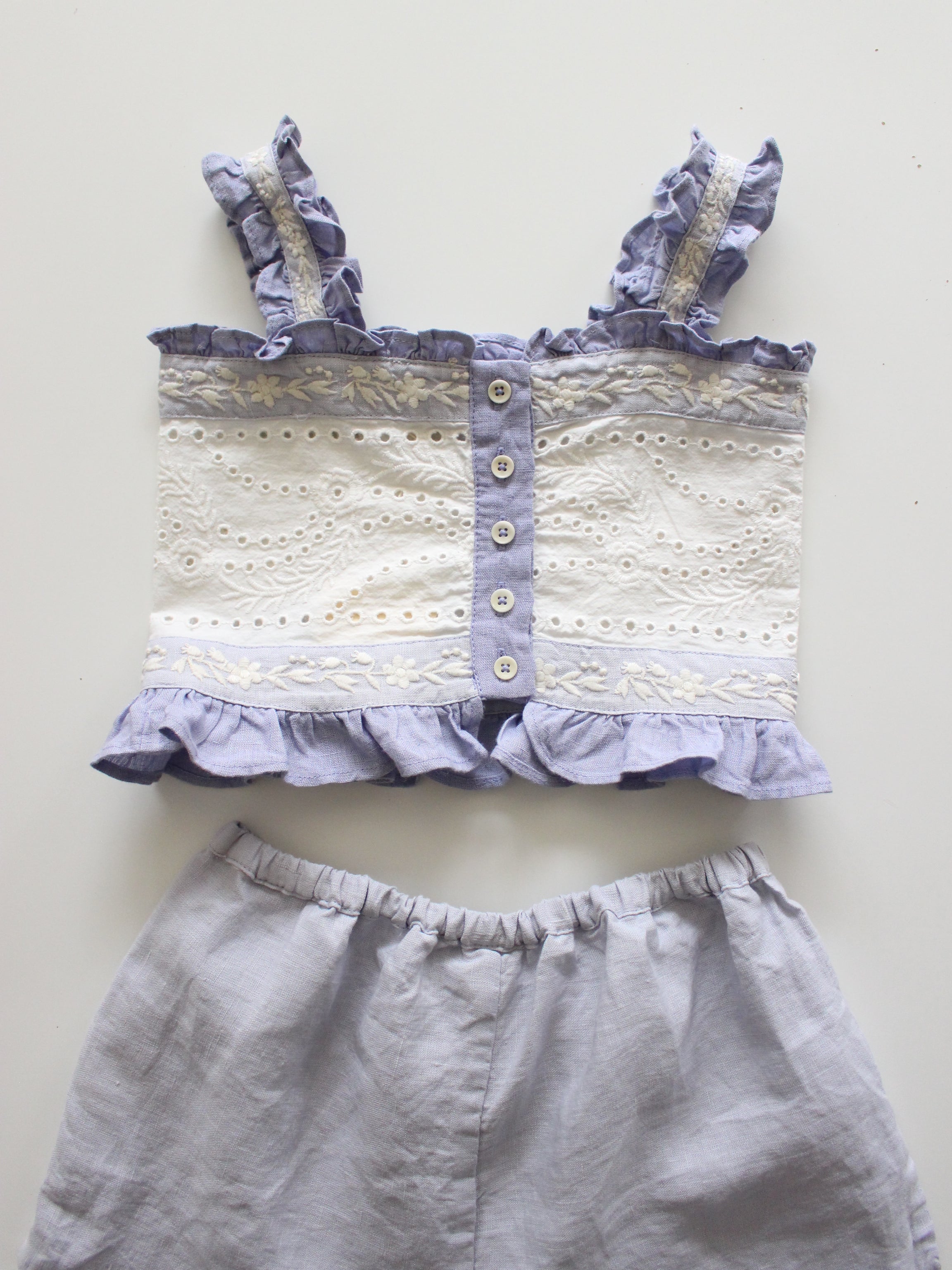 APOLINA THEODORA SHORT SET BLUE-LILAC/LILAC-GREY