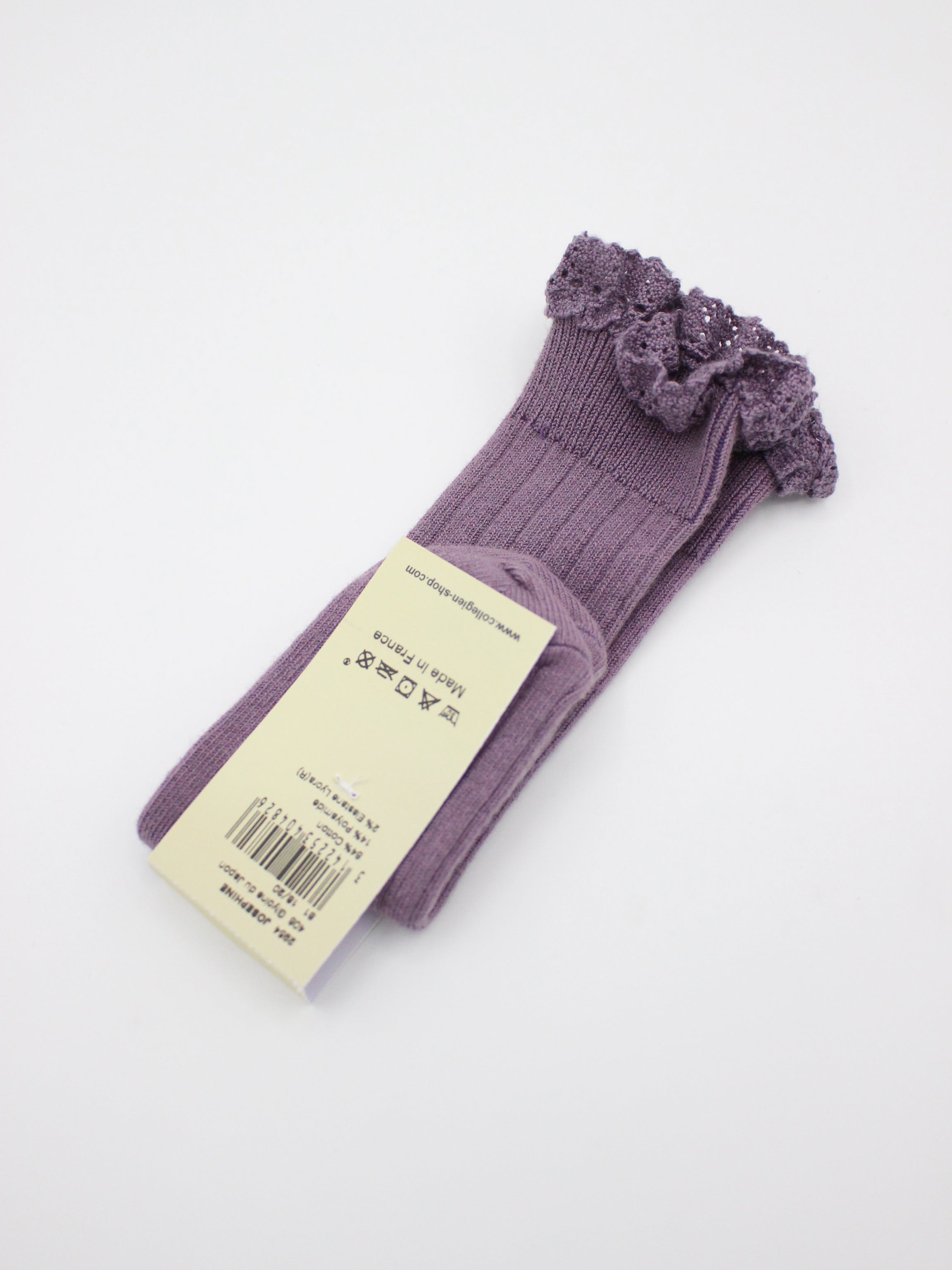 collegien Josephine Lace Trim Knee High Socks glycine du japon