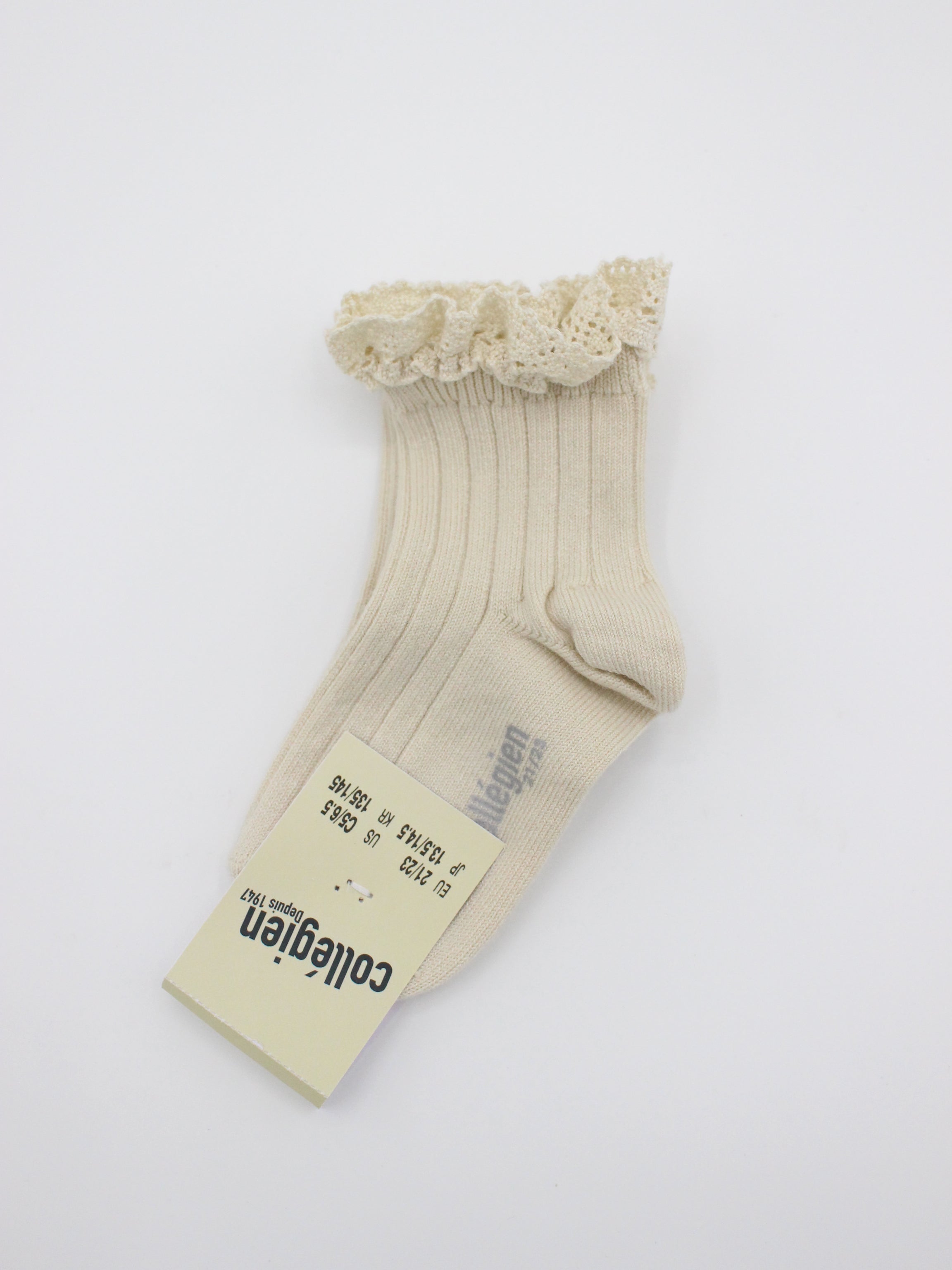 collegien Lili - Lace Trim Ribbed Ankle Socks doux agneaux