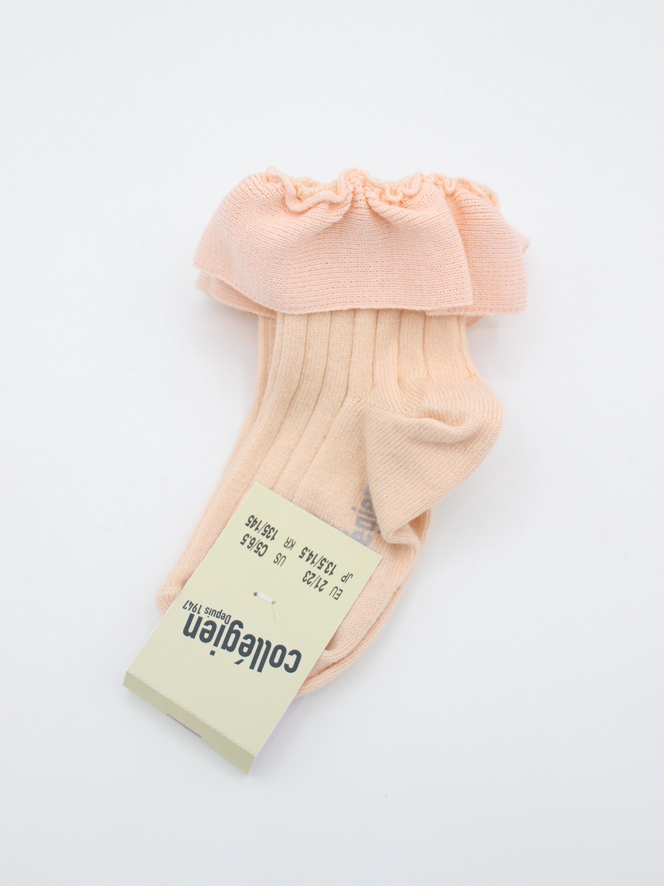 collegien Ludivine - Ribbed Ankle Socks with Jersey Ruffle sorbet