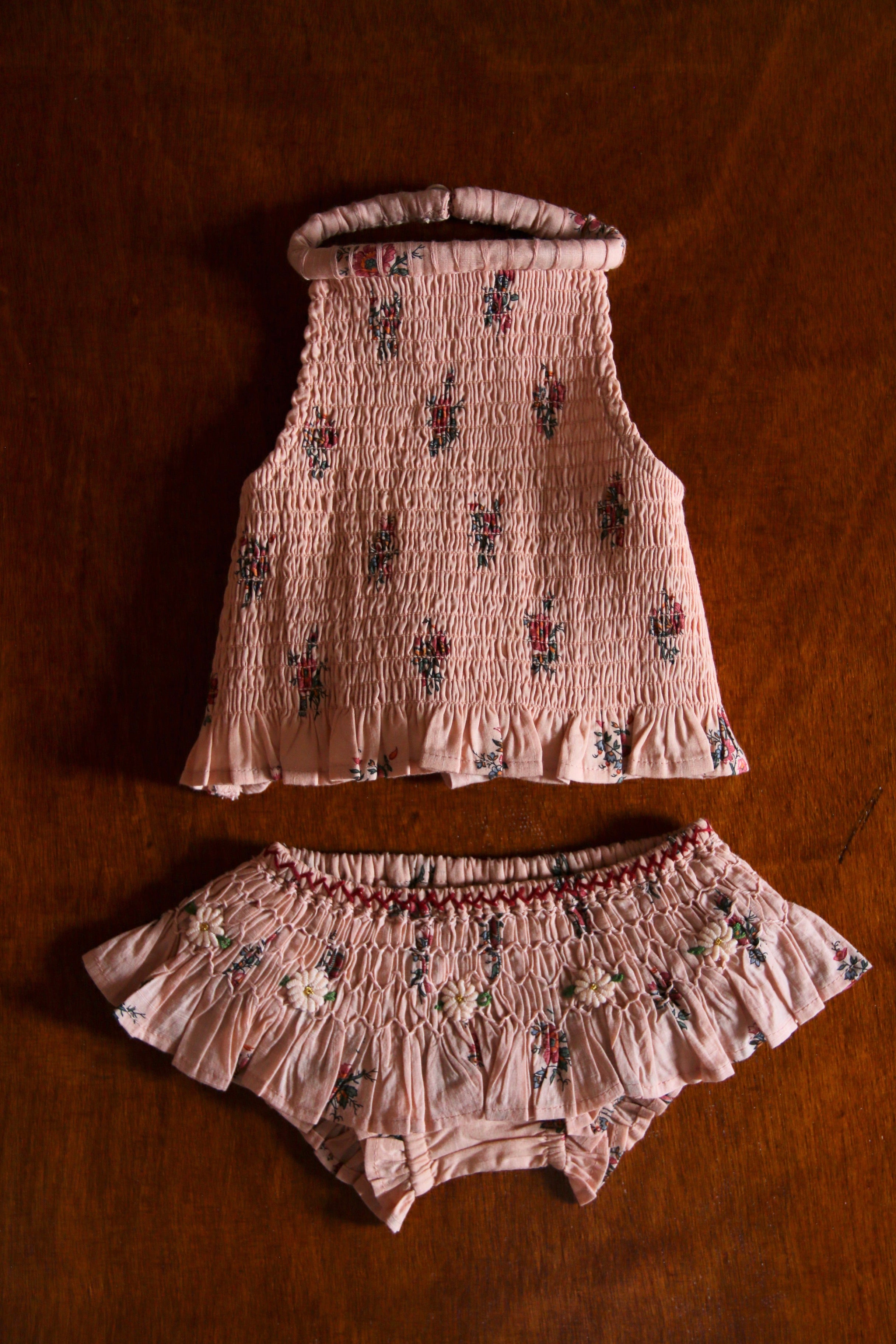 BONJOUR DIARY Swimsuit Pink garden flowers print - cotton voile