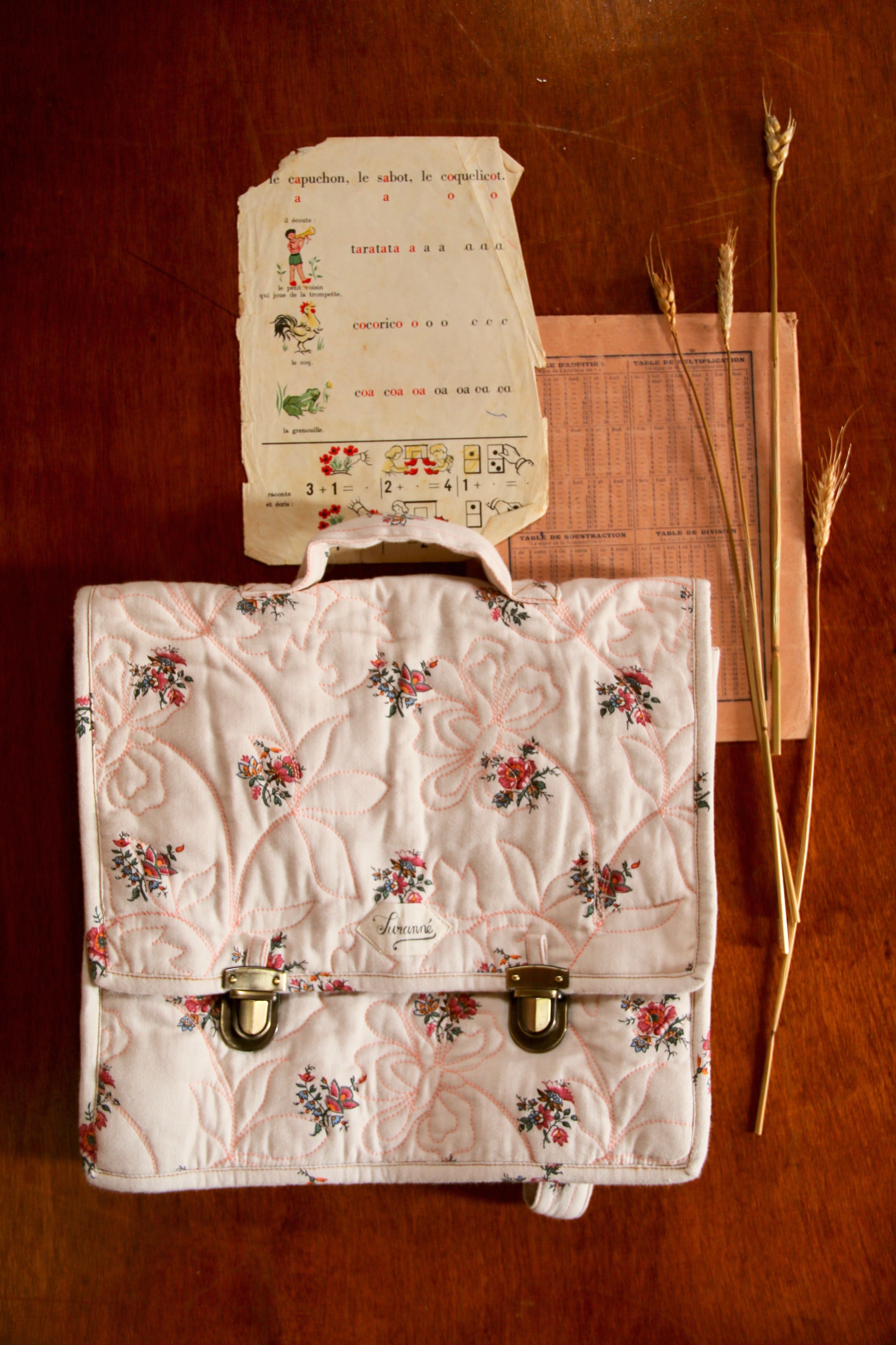 BONJOUR DIARY School bag Garden flower print - DENIM