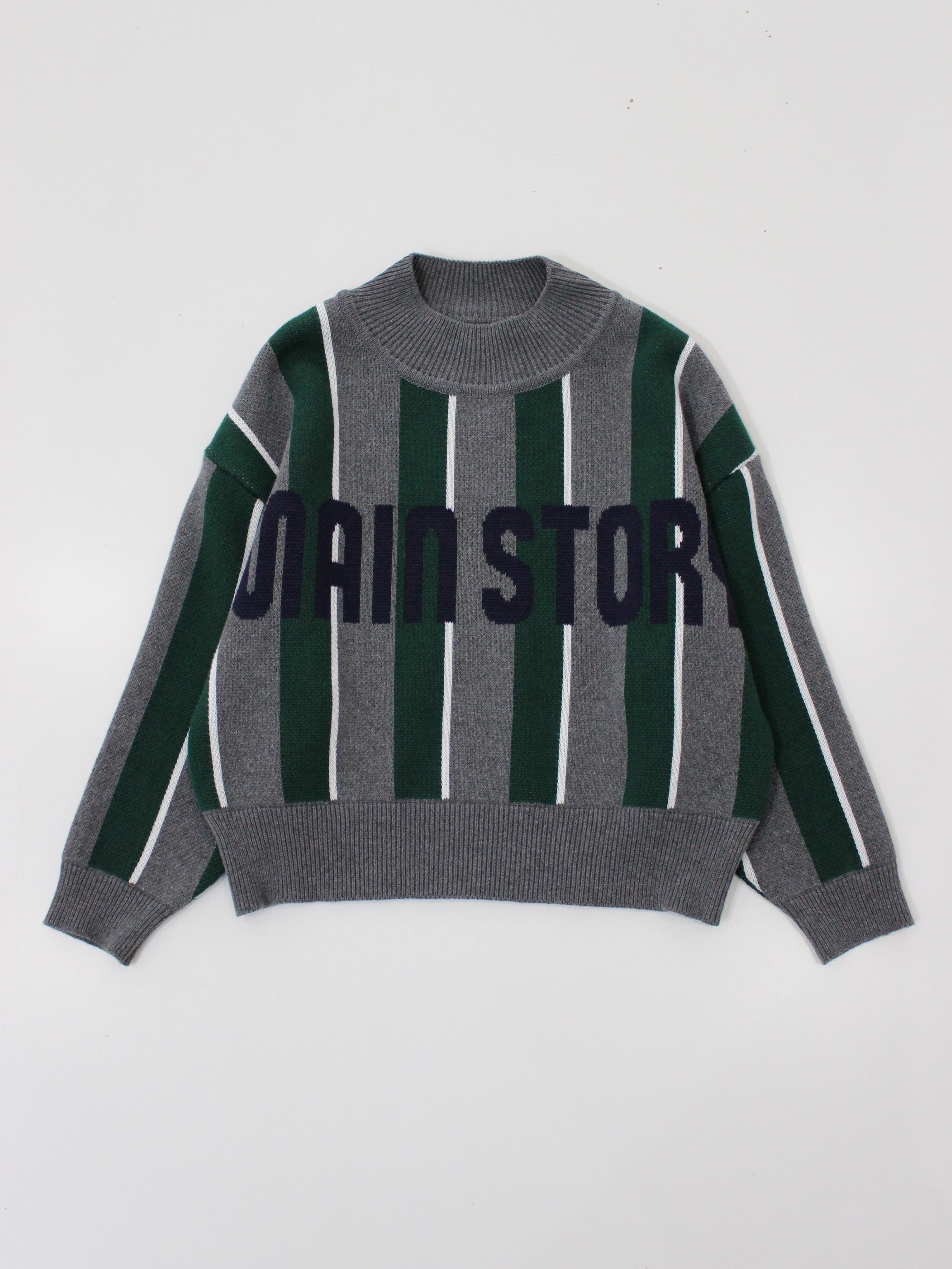 main story Sporty Knit Grey Melange Stripe