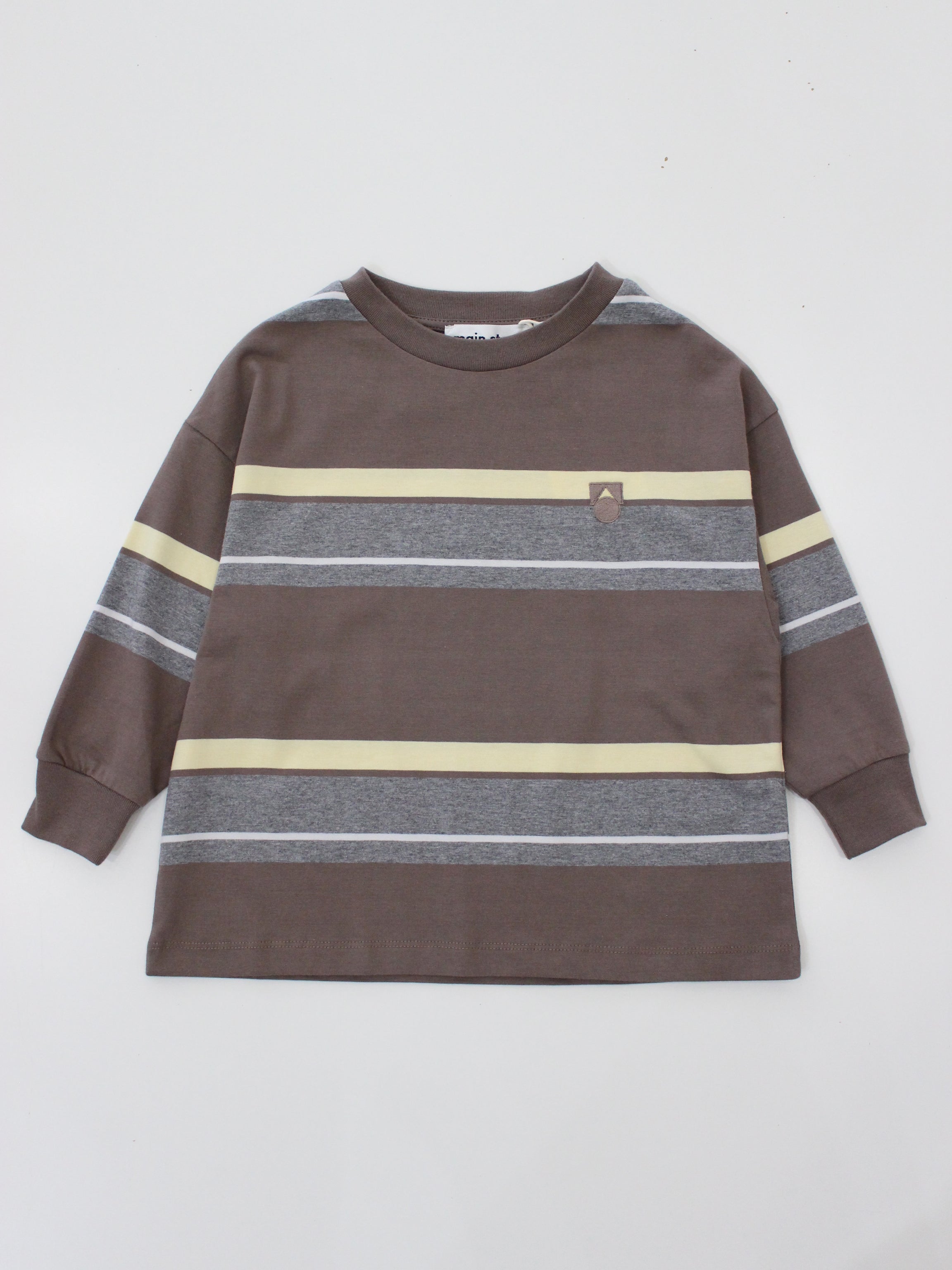 main story Band Tee Chocolate Melange Stripe