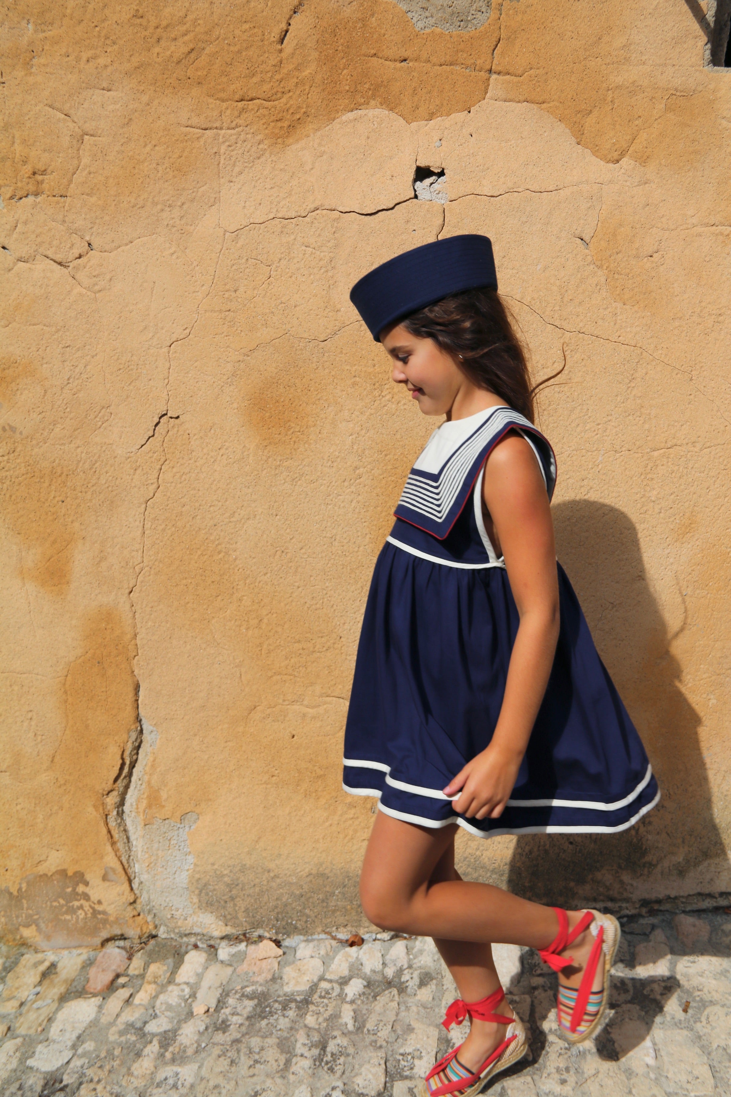 BONJOUR DIARY Sailor dress Dark navy blue solid Denim