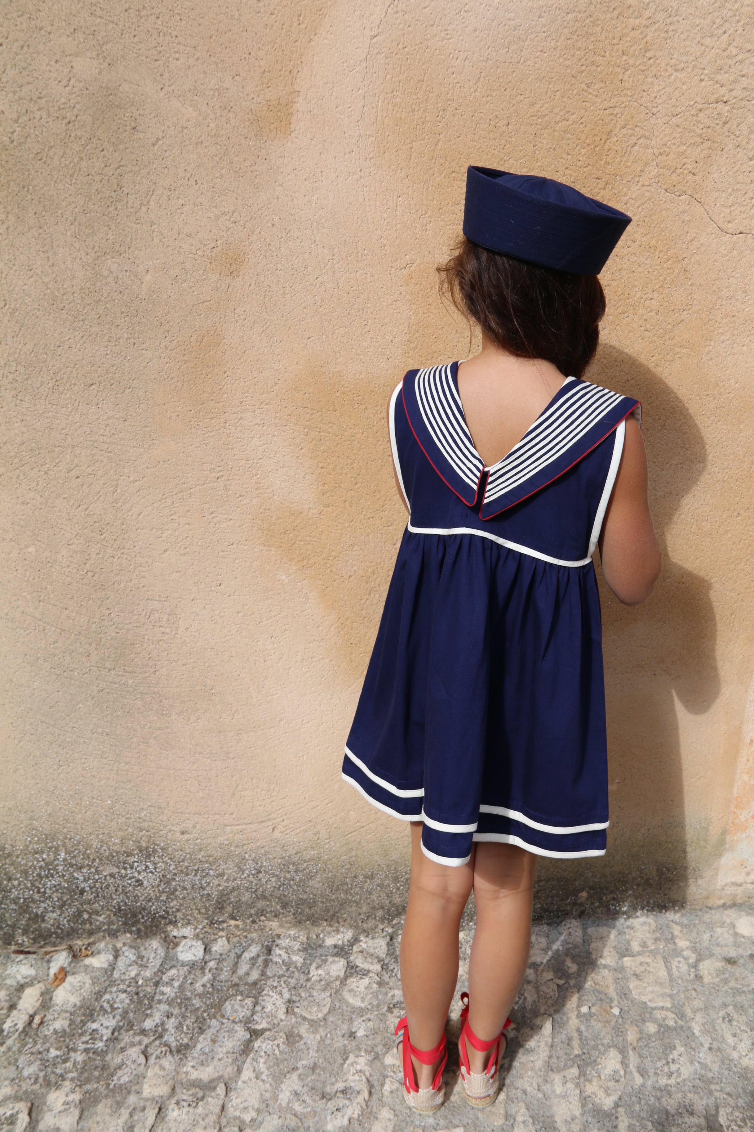 BONJOUR DIARY Sailor dress Dark navy blue solid Denim