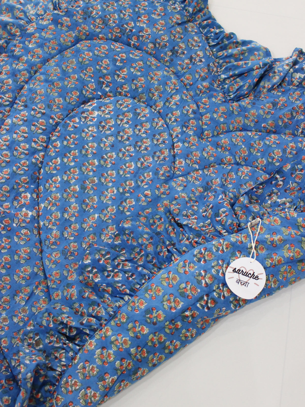 saruche Heart Frill Mat Vintage Blue