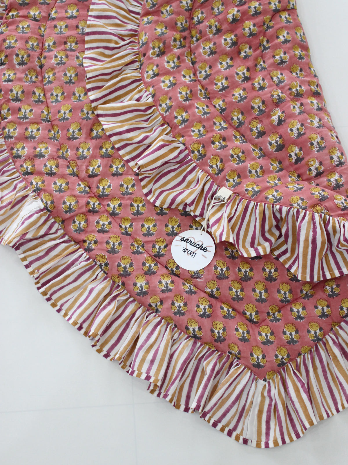 saruche Heart Frill Mat Pink Flower