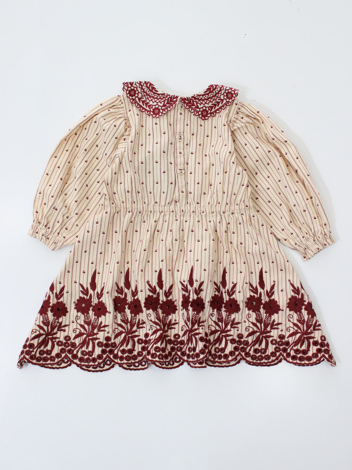 BONJOUR DIARY Embroidered dress Provencal print - denim eyelette