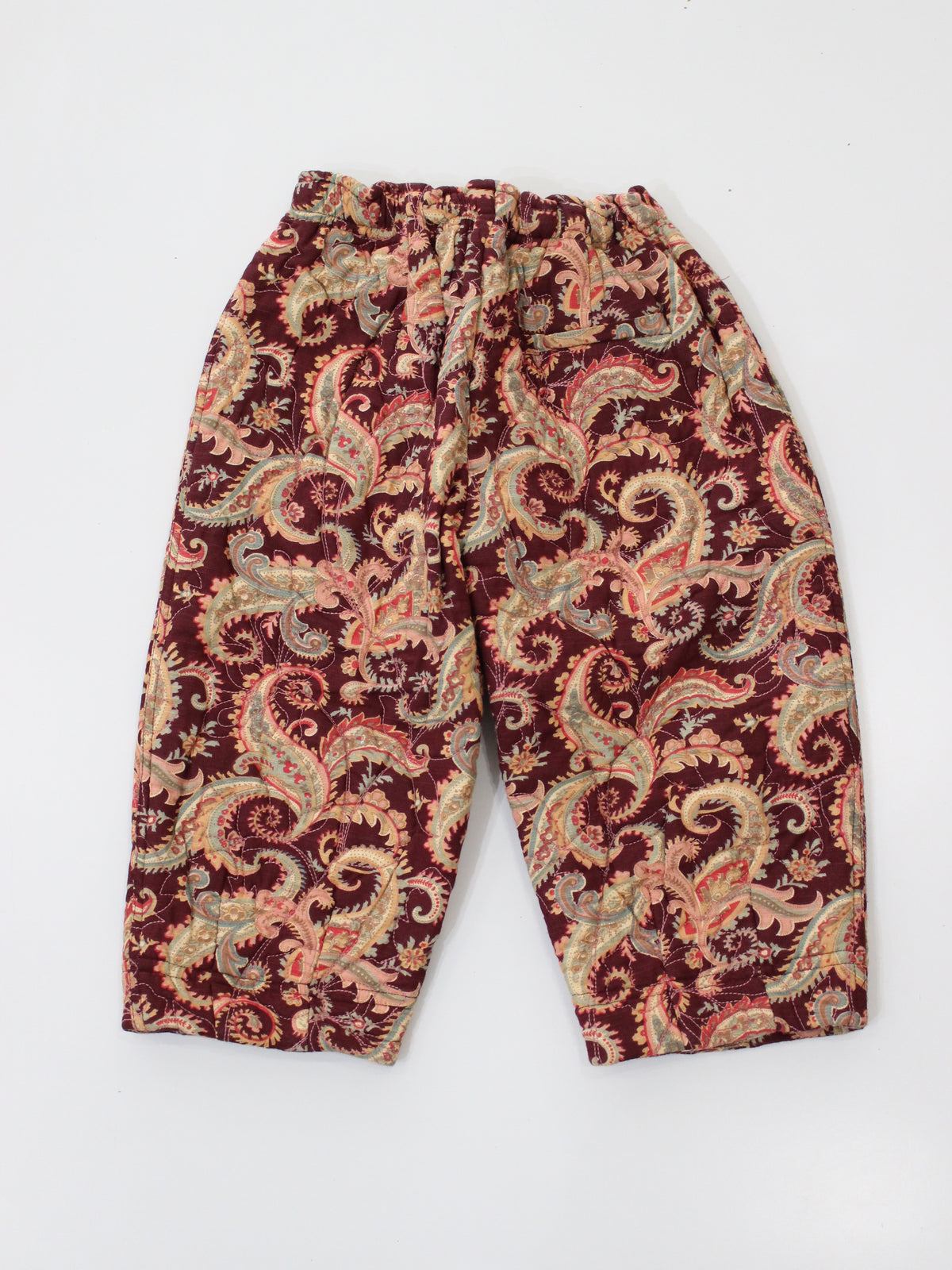 BONJOUR DIARYか Quilted pant Burgundy cashmere print - organic slub