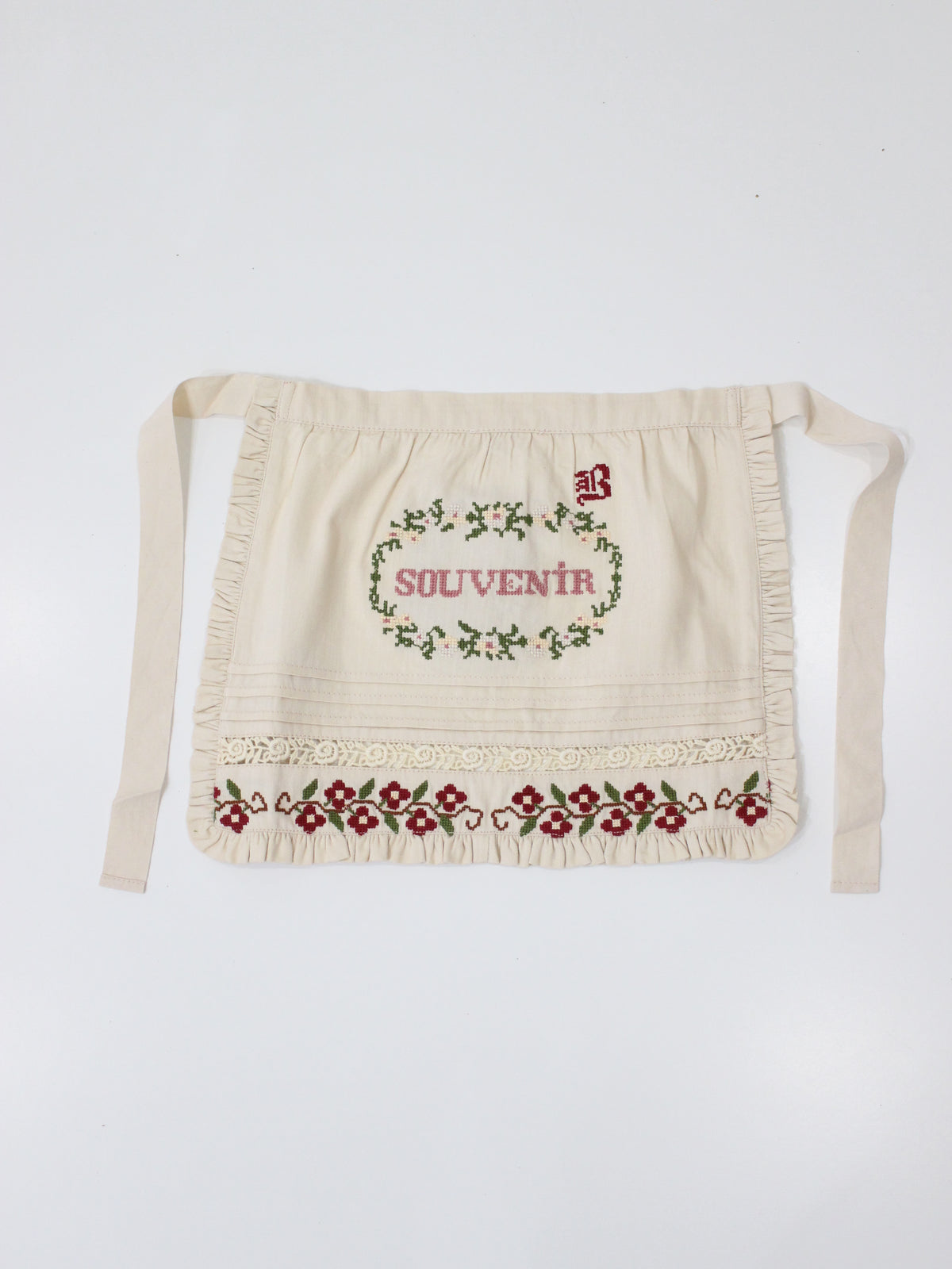BONJOUR DIARY Apron with multi color embIvory denim