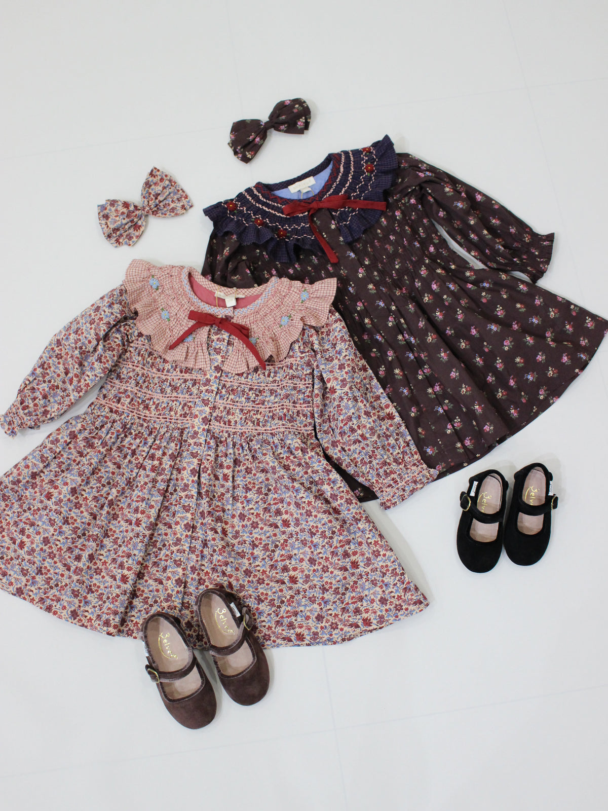 BONJOUR DIARY Tunic with hair clip Blue flower field print